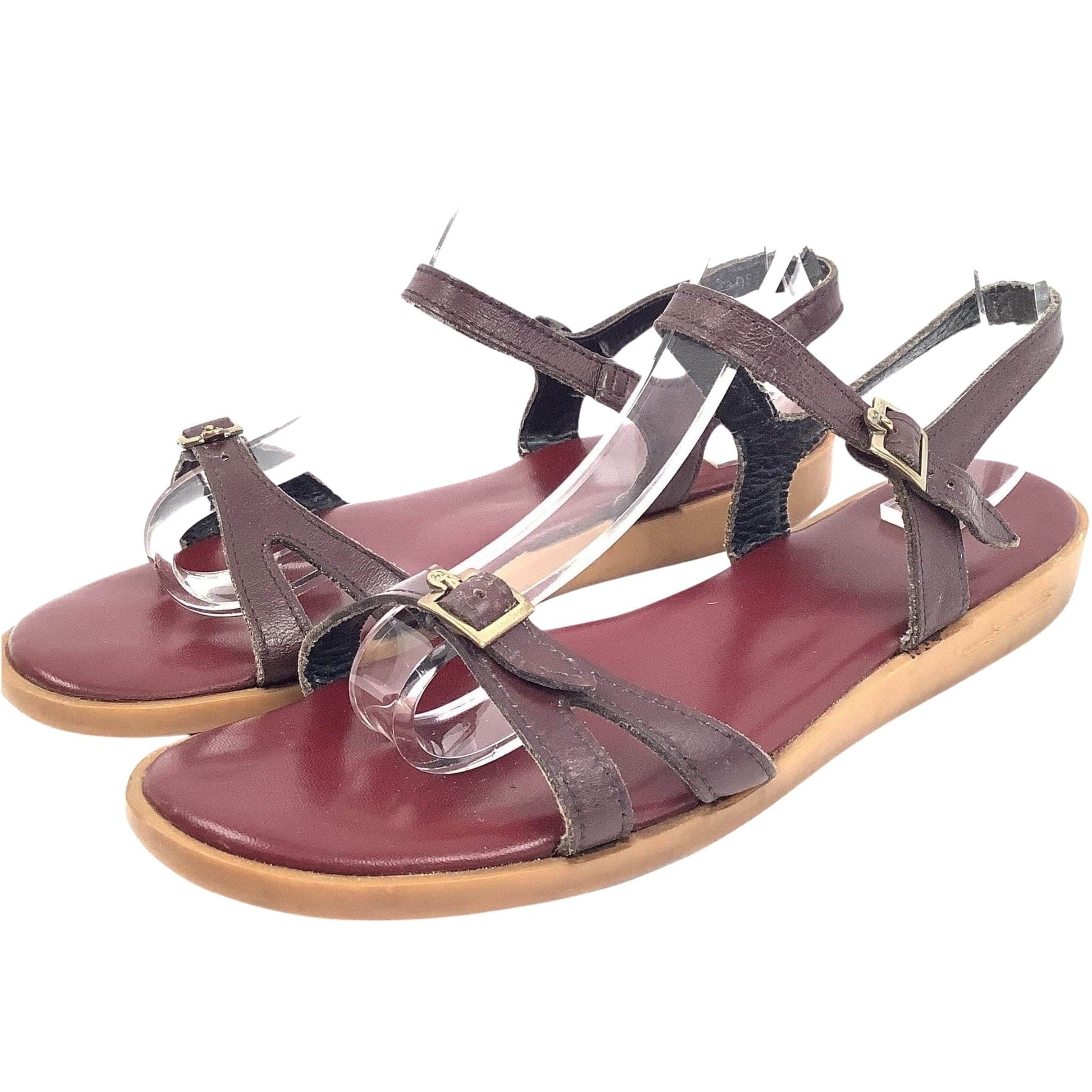 Burgundy Aigner Ankle Strap Sandals