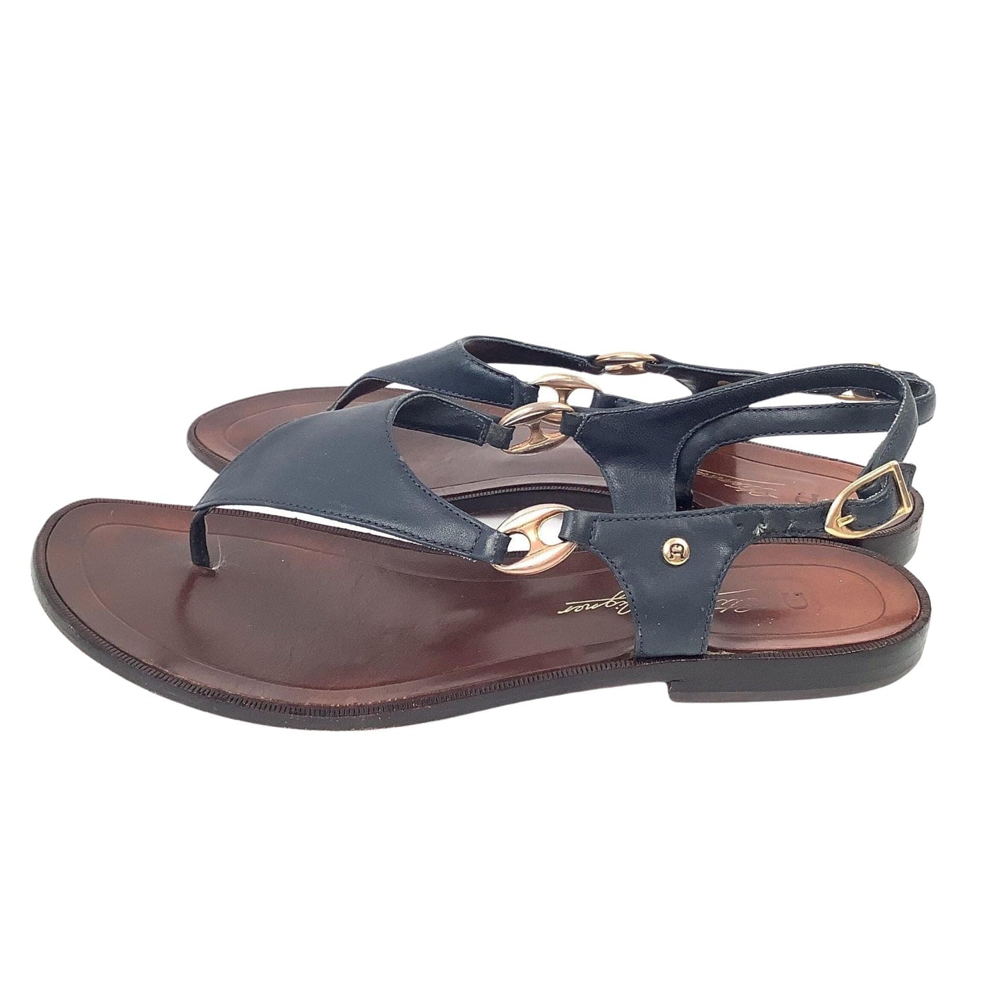 Aigner Flat Navy Sandals