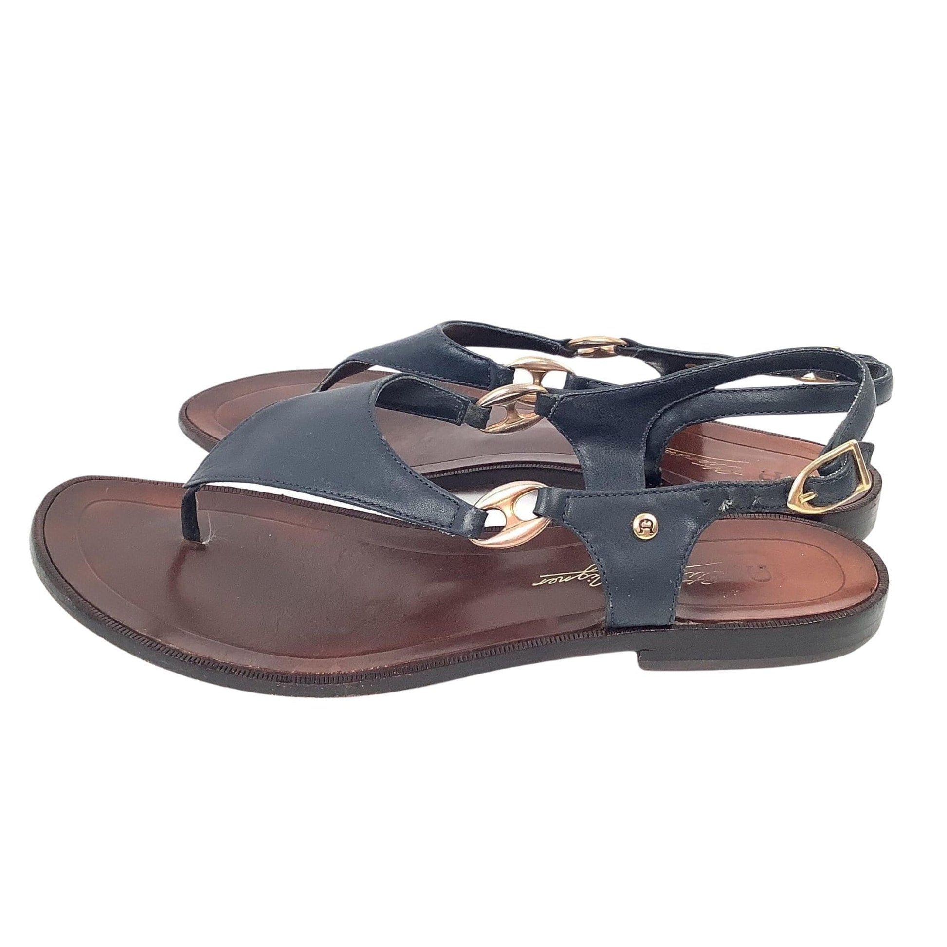 Aigner Flat Navy Sandals