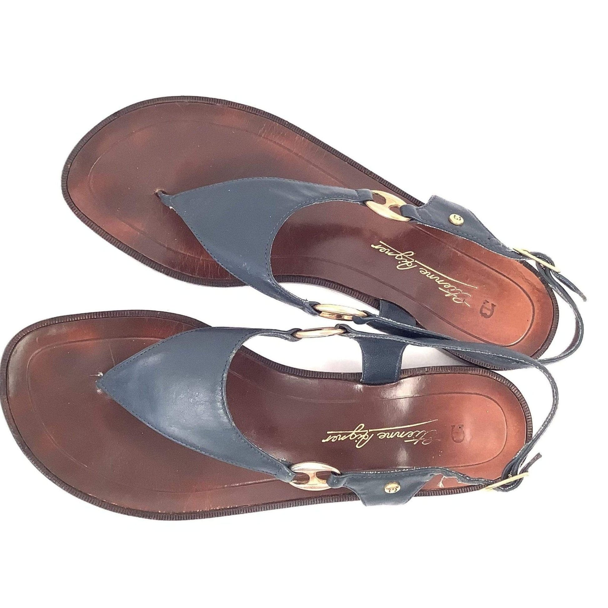 Aigner Flat Navy Sandals