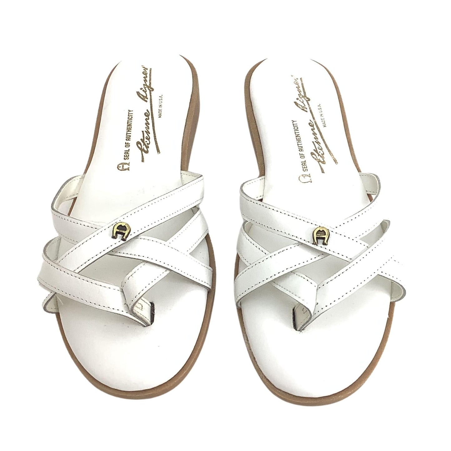 Aigner White Flat Sandals