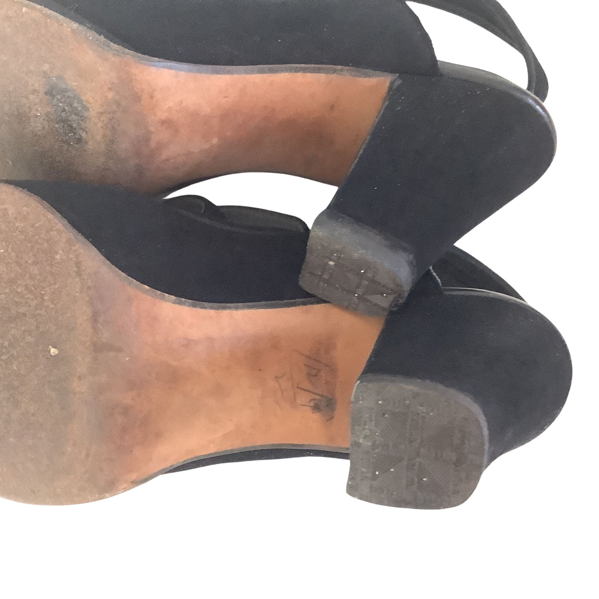 Antique Strappy Heels 6 / Black / Vintage 1920s