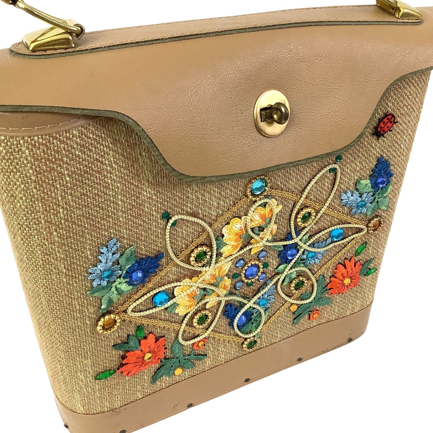 Applique Embellished Bag Multi / Mixed / Vintage 1950s
