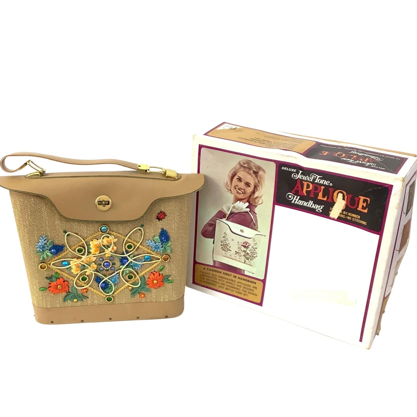 Applique Embellished Bag Multi / Mixed / Vintage 1950s