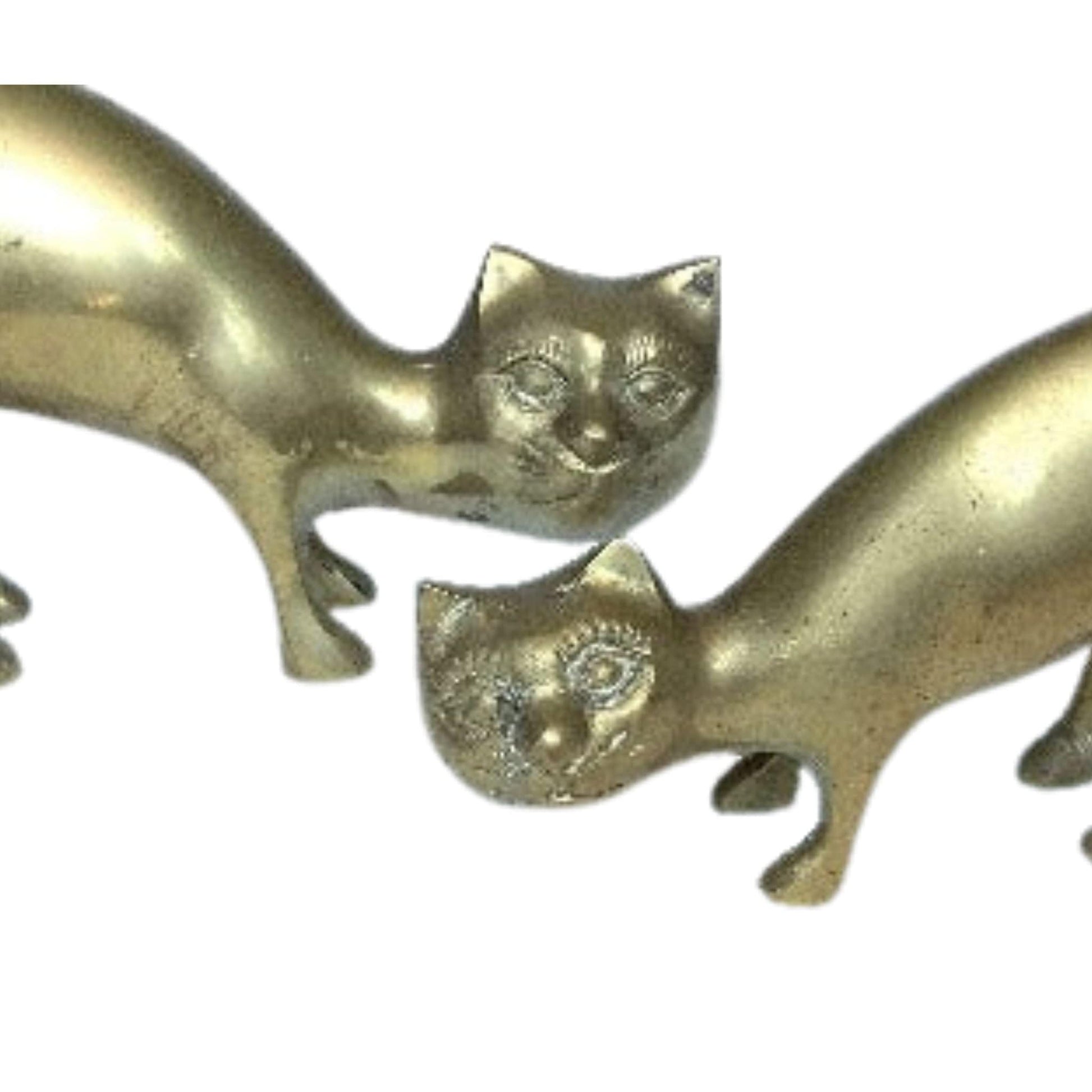 Art Deco Cat Figurines Brass / Brass / Vintage 1960s