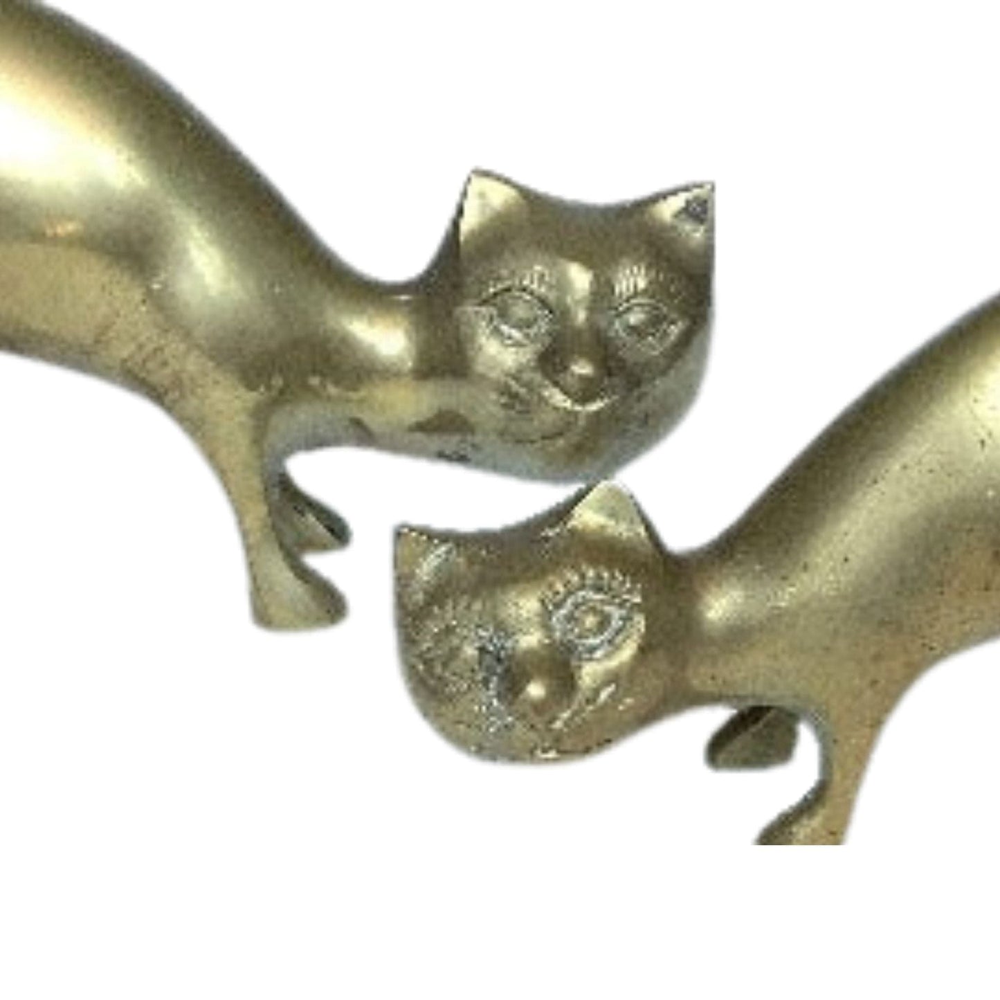 Art Deco Cat Figurines Brass / Brass / Vintage 1960s