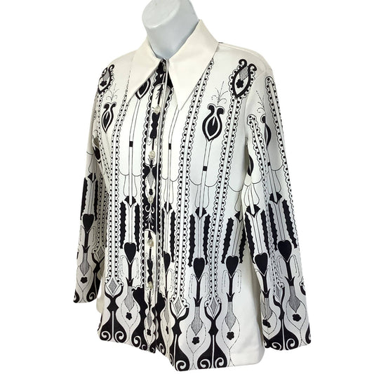 Art Deco Novelty Top - Black & White '60s Rockabilly Fashion