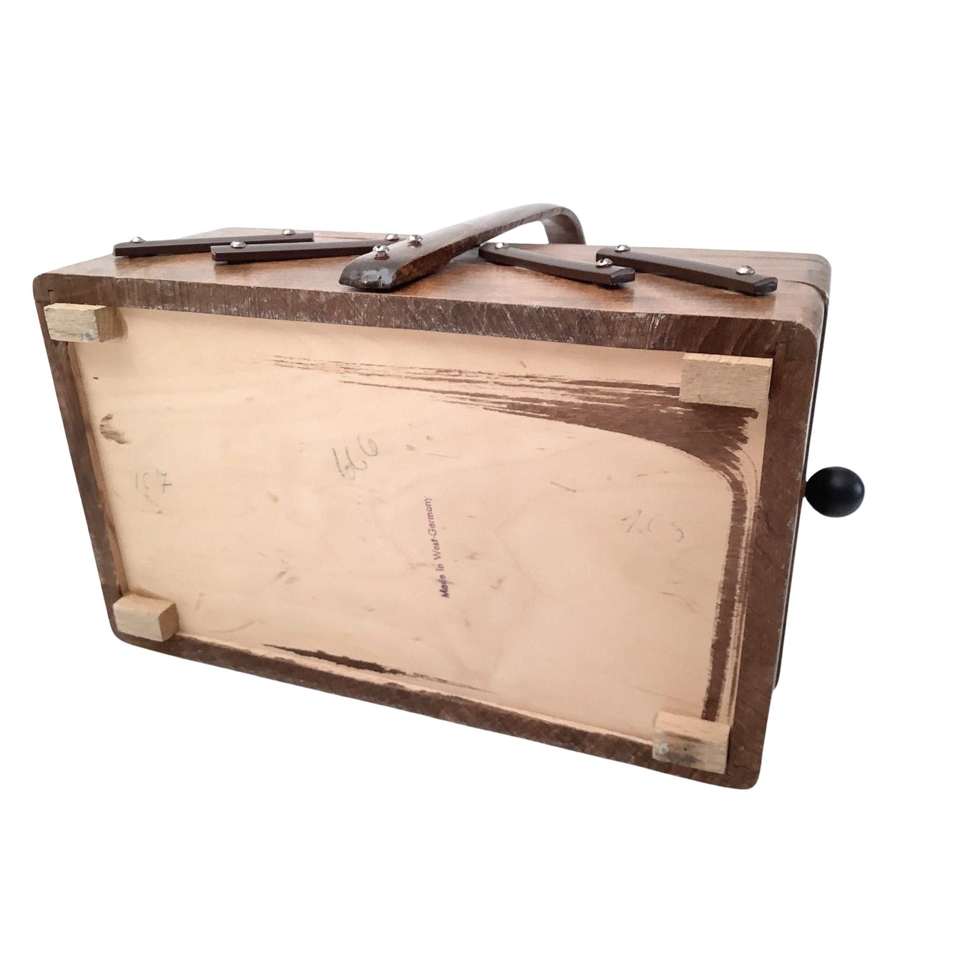 Articulated Sewing Basket Brown / Wood / Vintage 1950s