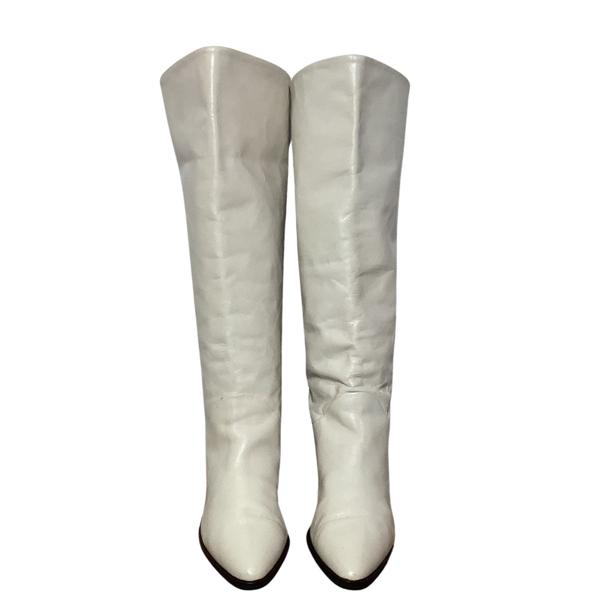 Vintage Y2K Bandolino Slouchy Flat Boots White Leather Size-6