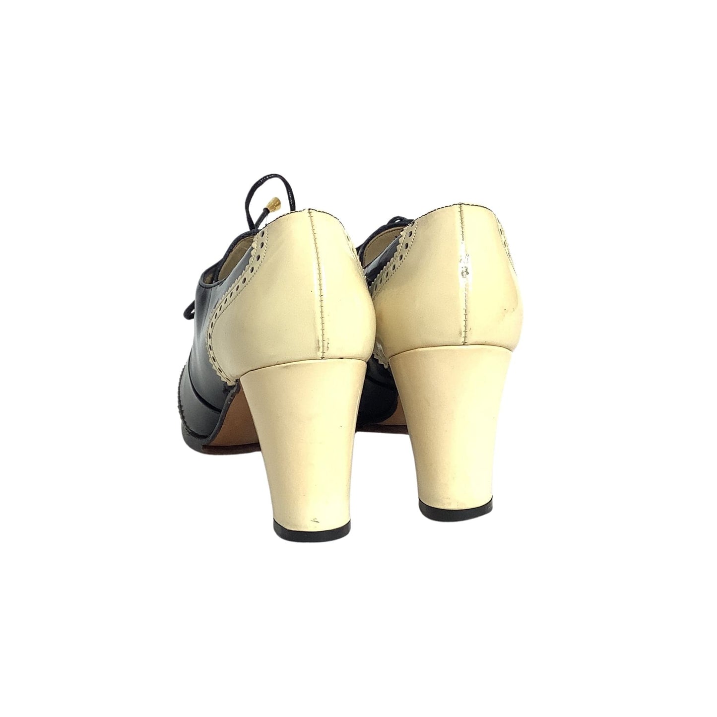 Black & Cream Heeled Oxfords
