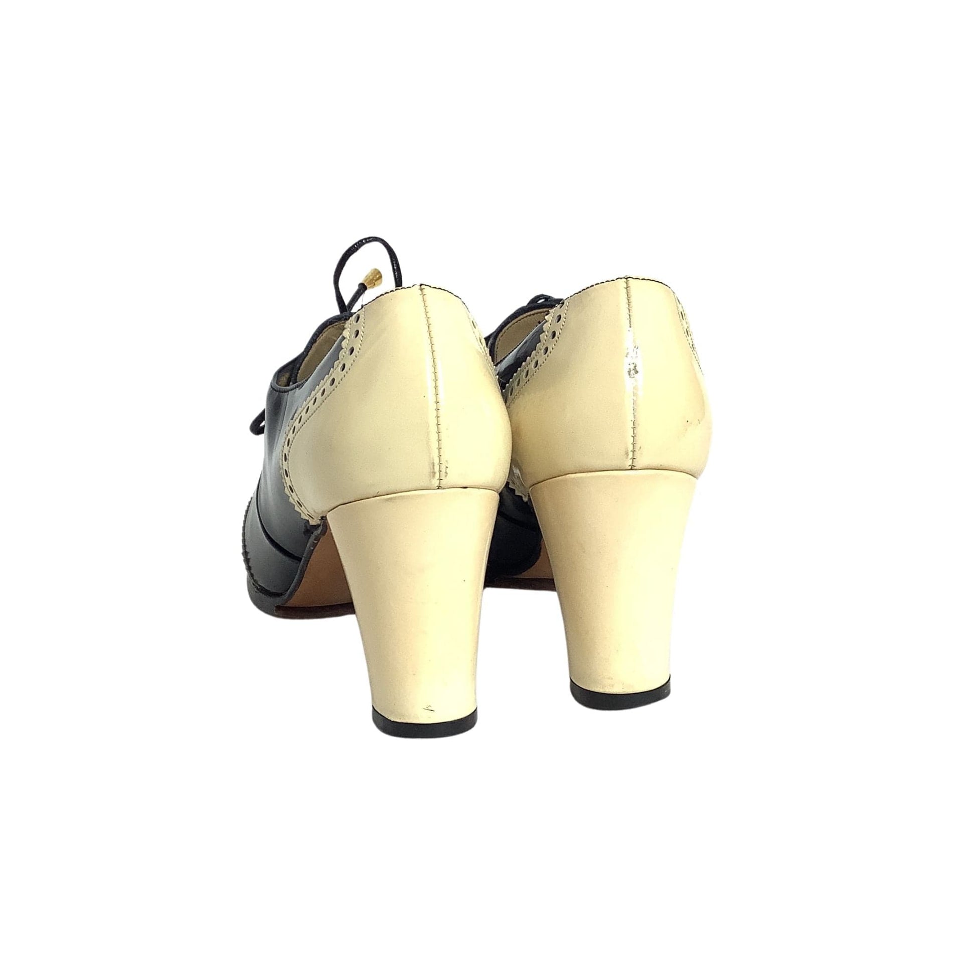 Black & Cream Heeled Oxfords