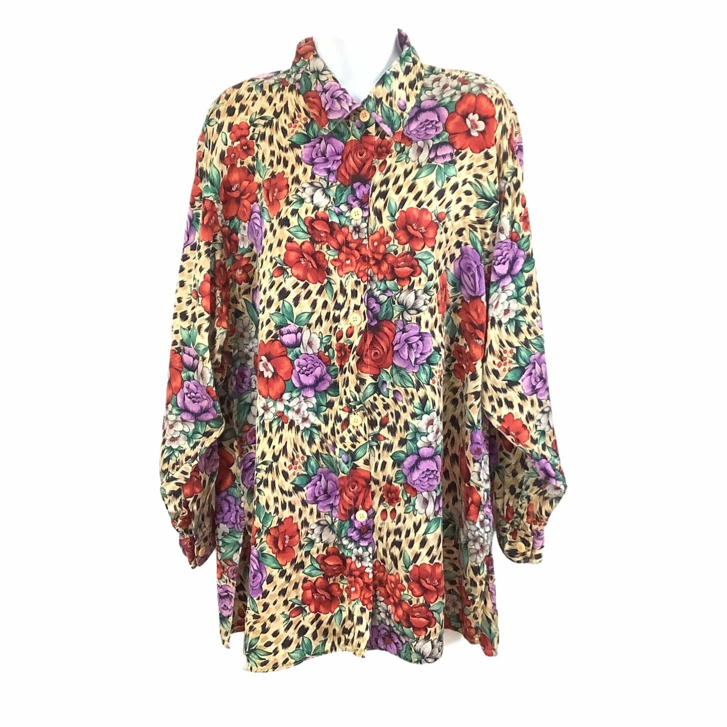 Baggy-Style Vintage Multicolor Baroque 1980s Silk Blouse