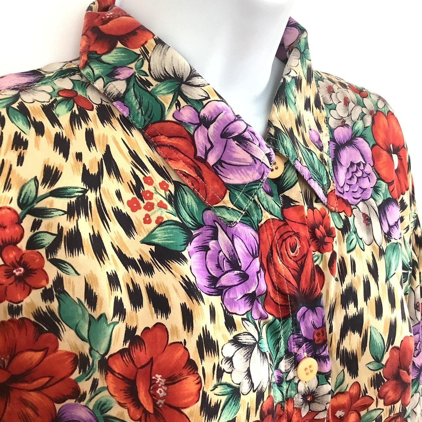 Baggy-Style Vintage Multicolor Baroque 1980s Silk Blouse