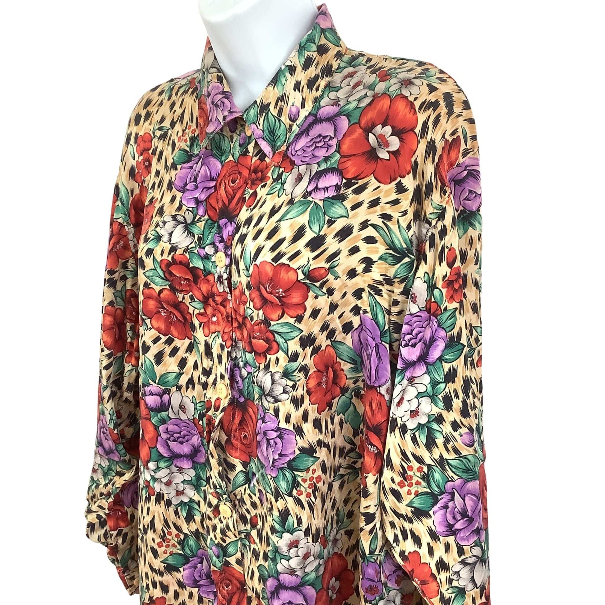 Baggy-Style Vintage Multicolor Baroque 1980s Silk Blouse