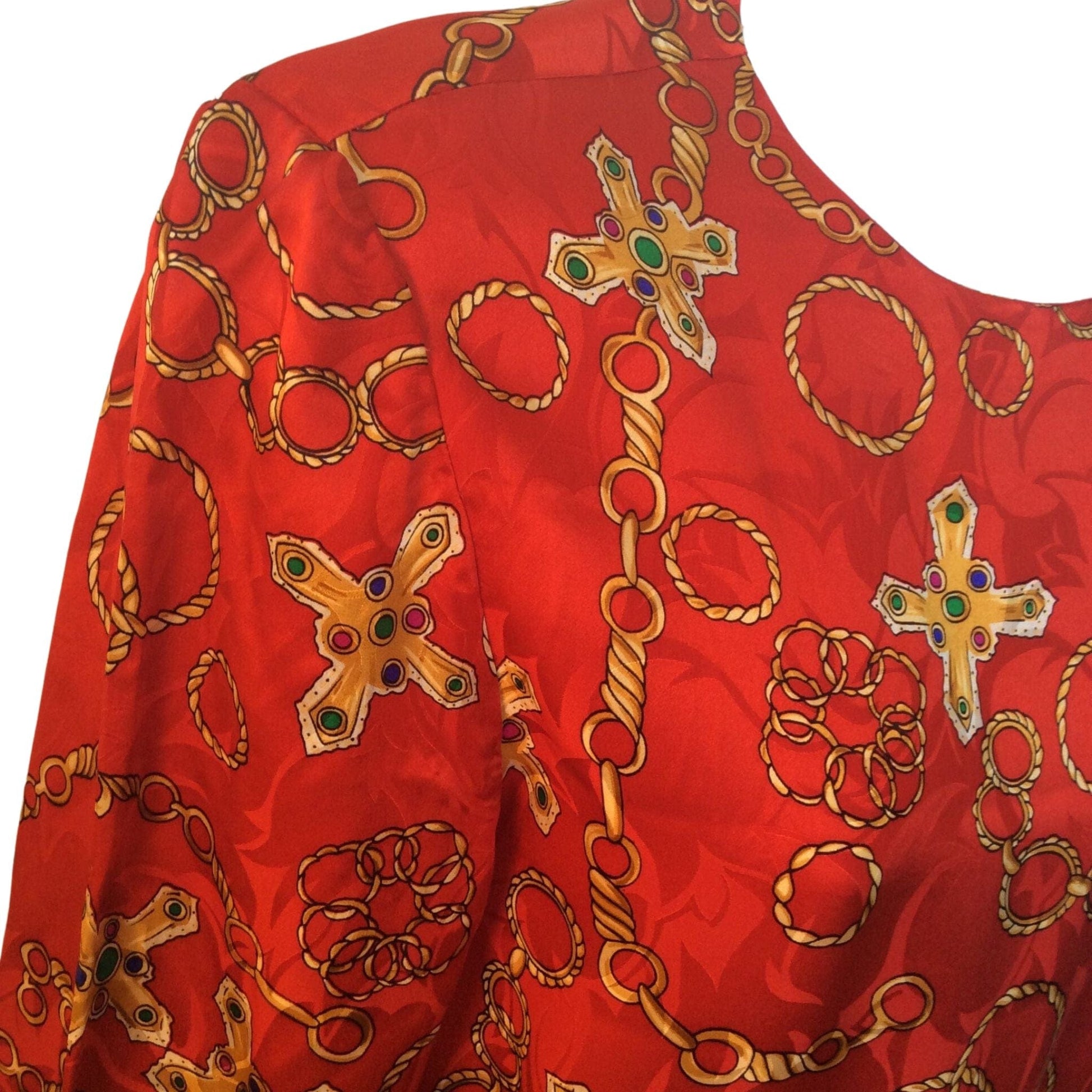 Vintage Adrianna Papell Silk Blouse - Long Sleeve Baroque Design