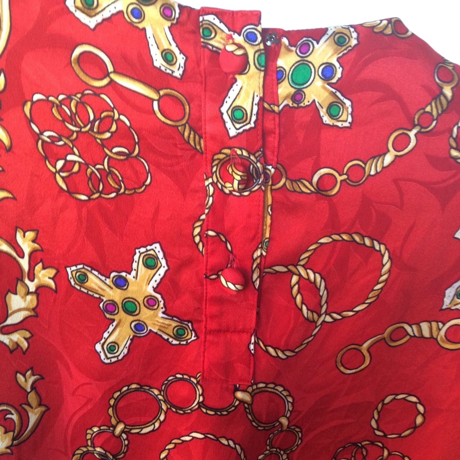Vintage Adrianna Papell Silk Blouse - Long Sleeve Baroque Design