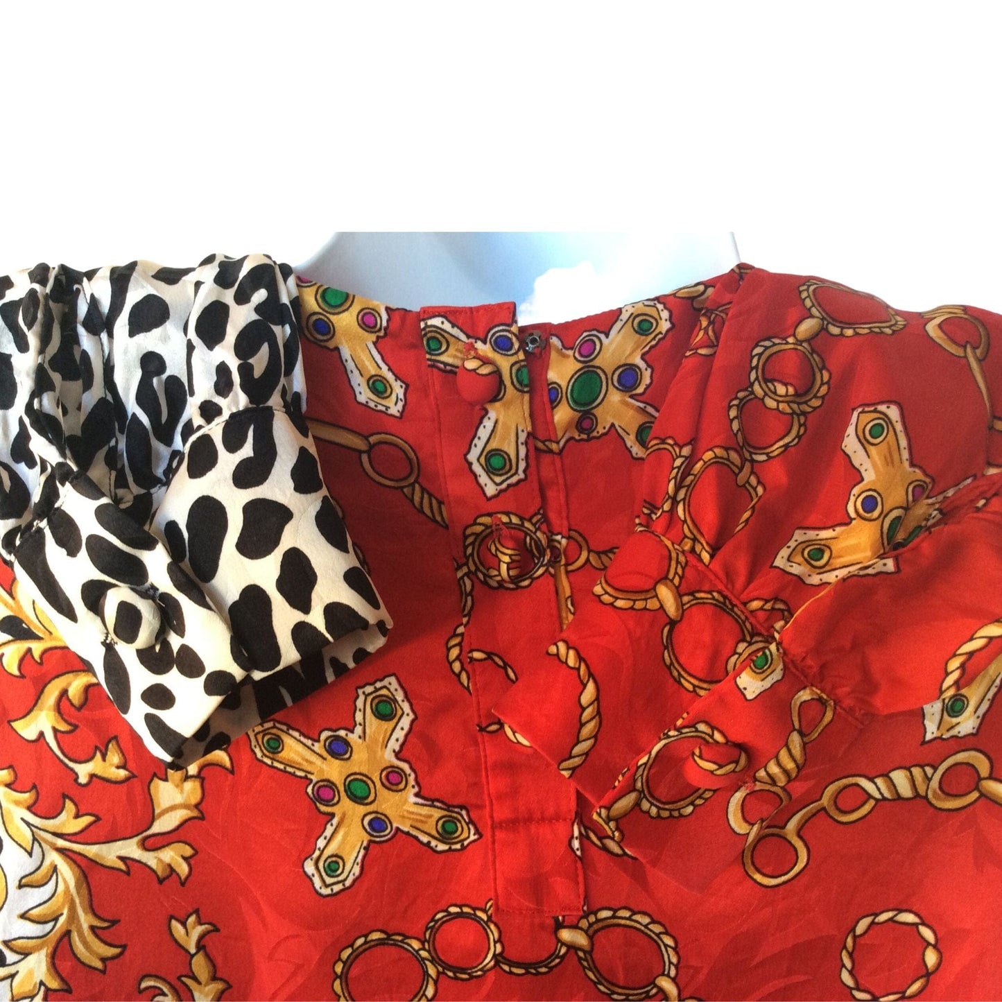 Vintage Adrianna Papell Silk Blouse - Long Sleeve Baroque Design