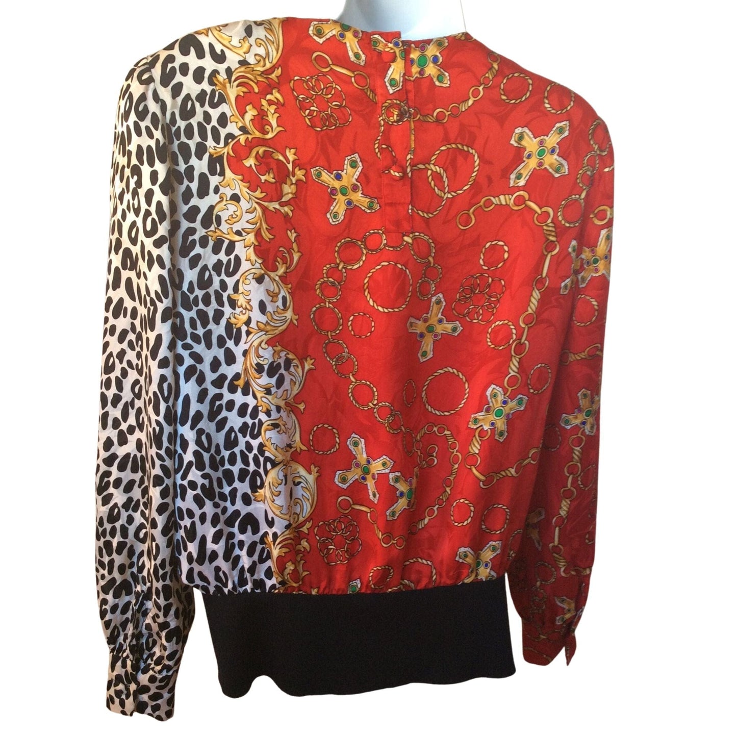 Vintage Adrianna Papell Silk Blouse - Long Sleeve Baroque Design