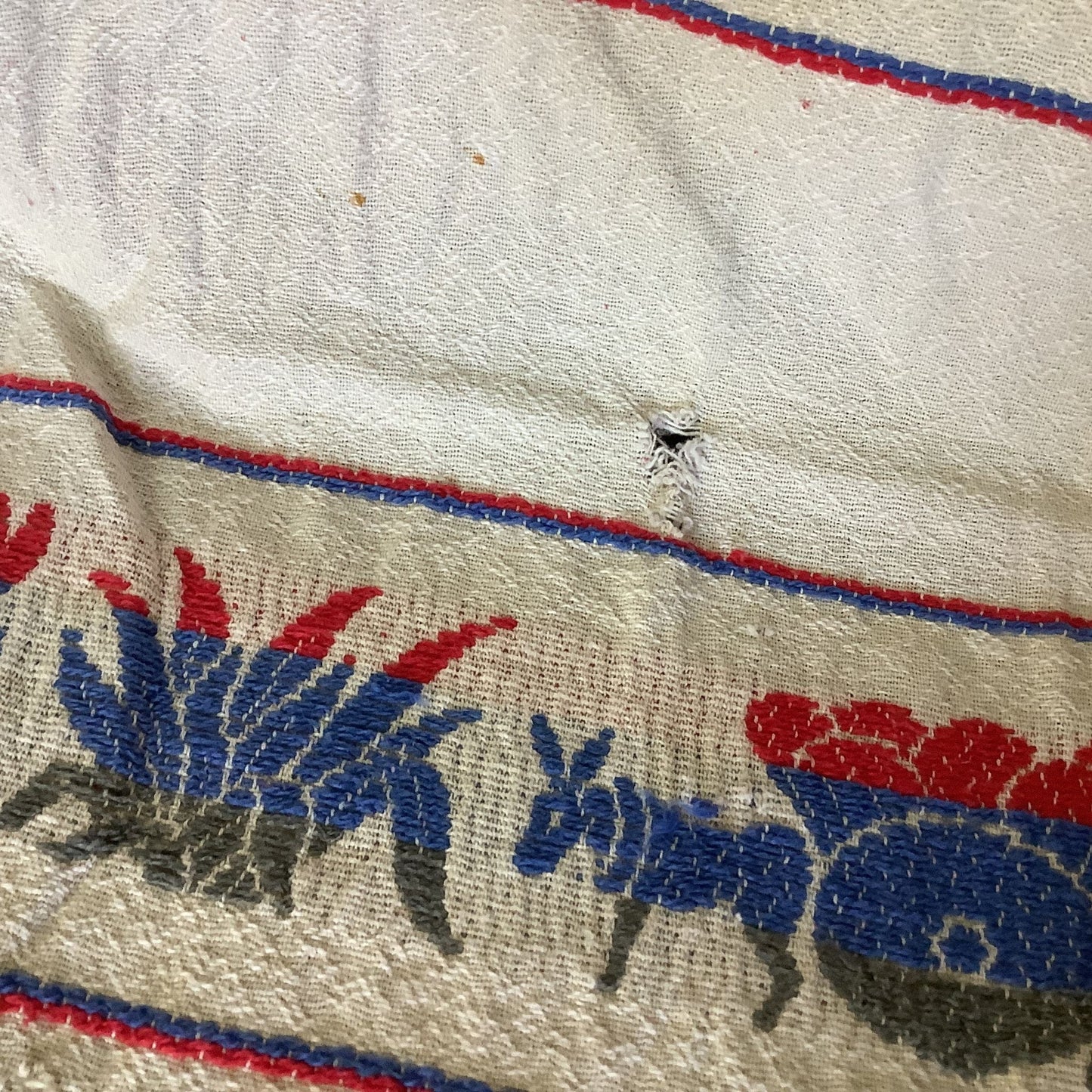Vintage Bates Bedspread Close-up View of Hole