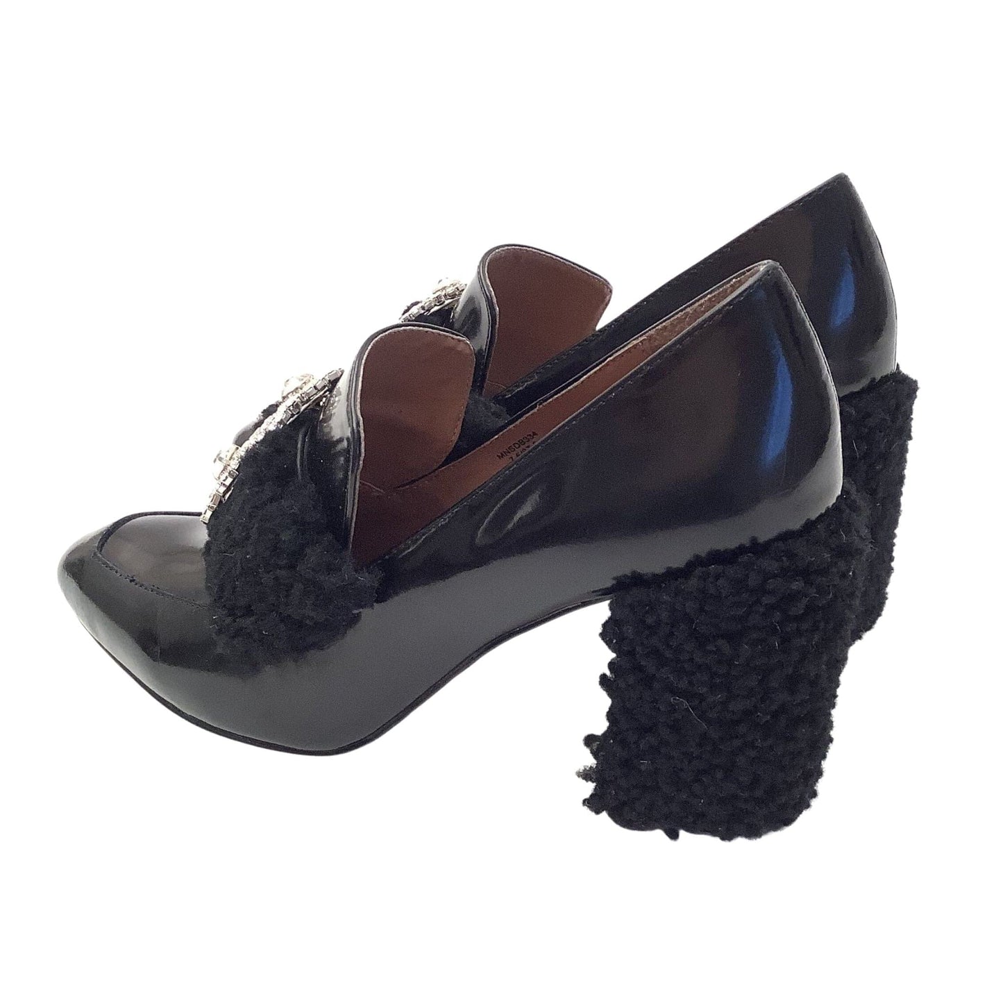 BCBG Furry Heel Loafers 7 / Black / Y2K - Now