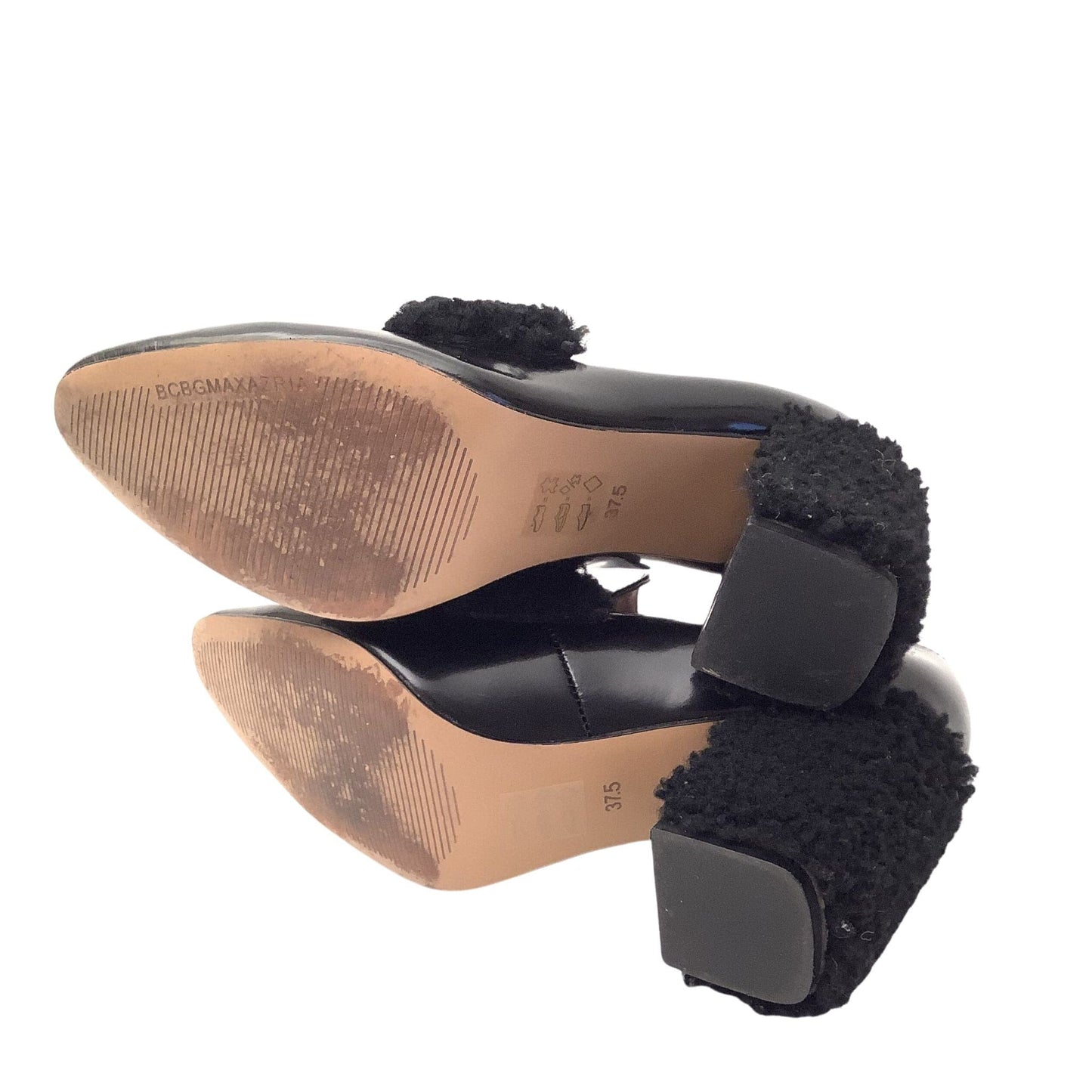 BCBG Furry Heel Loafers 7 / Black / Y2K - Now