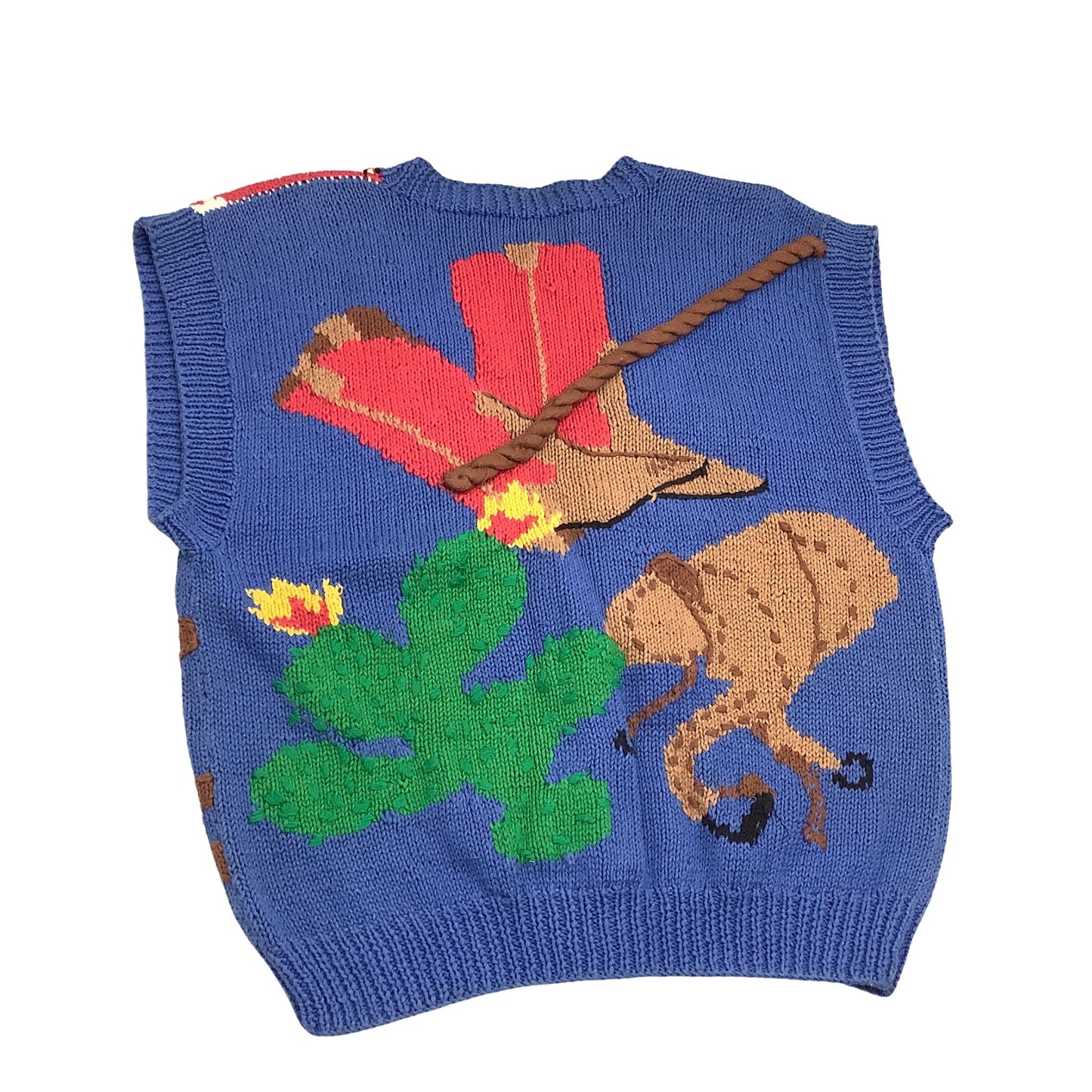 Vintage Vest Knitted Cotton Southwestern Back View