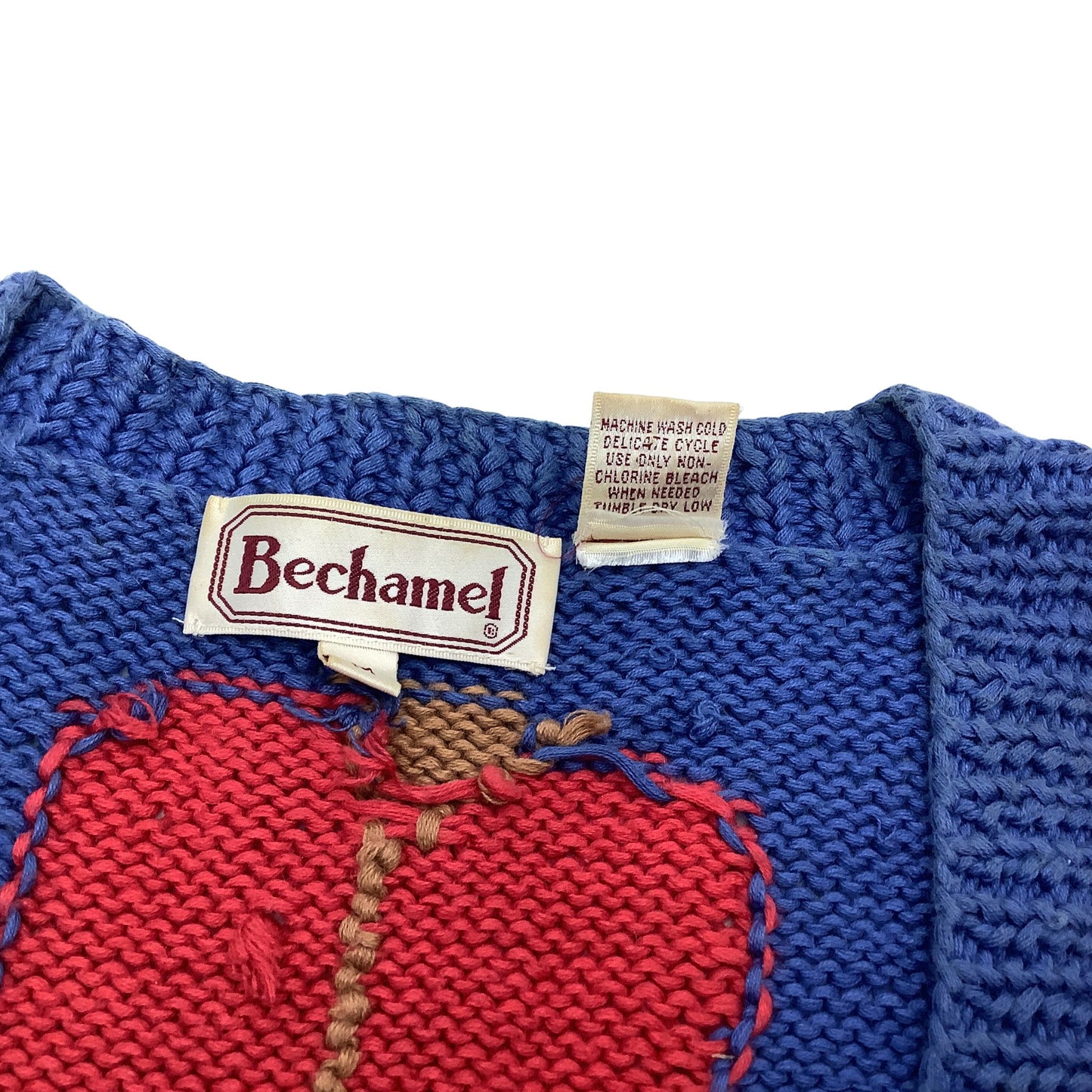 Vintage Vest Knitted Cotton Southwestern Close-up View