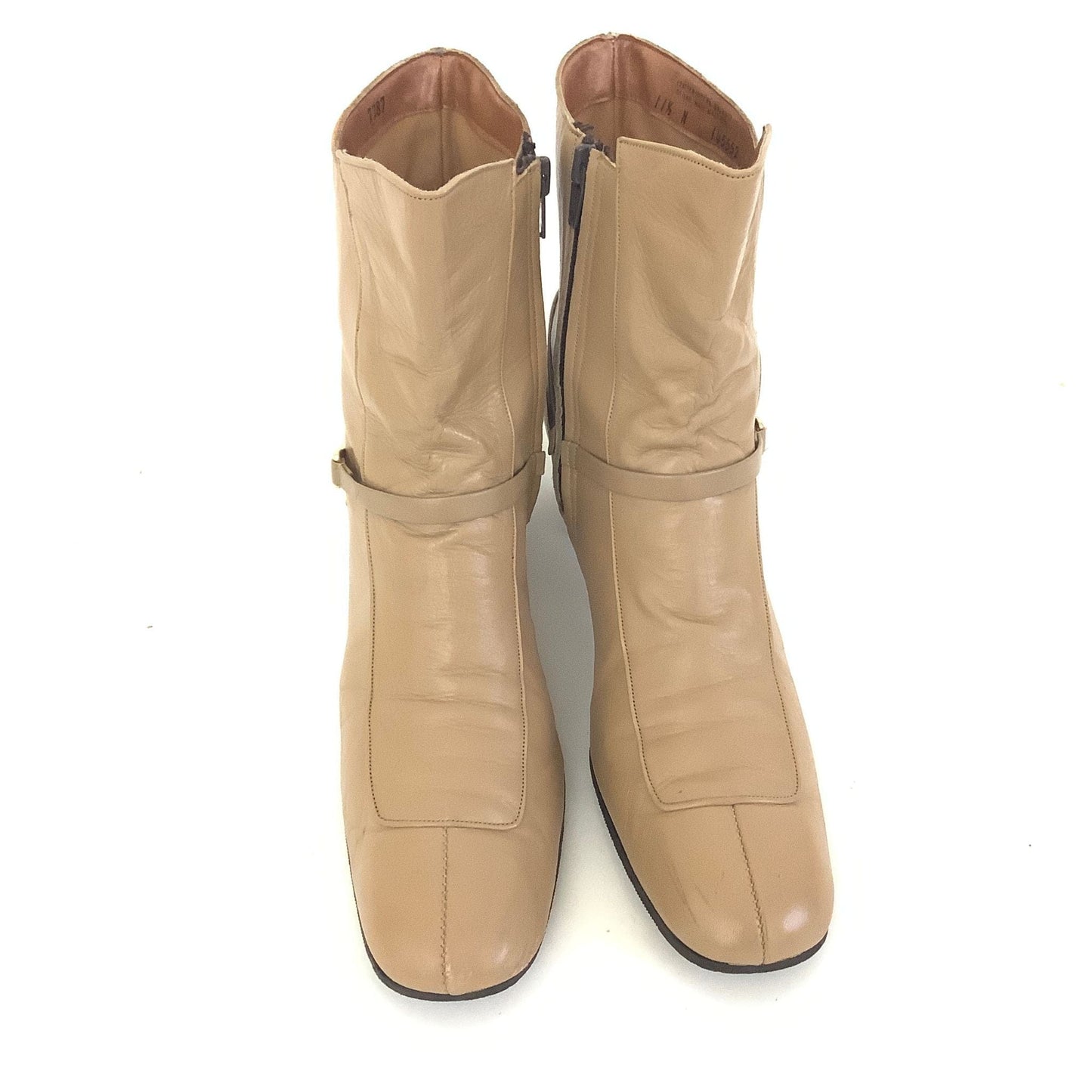 Beige Leather Ankle Boots