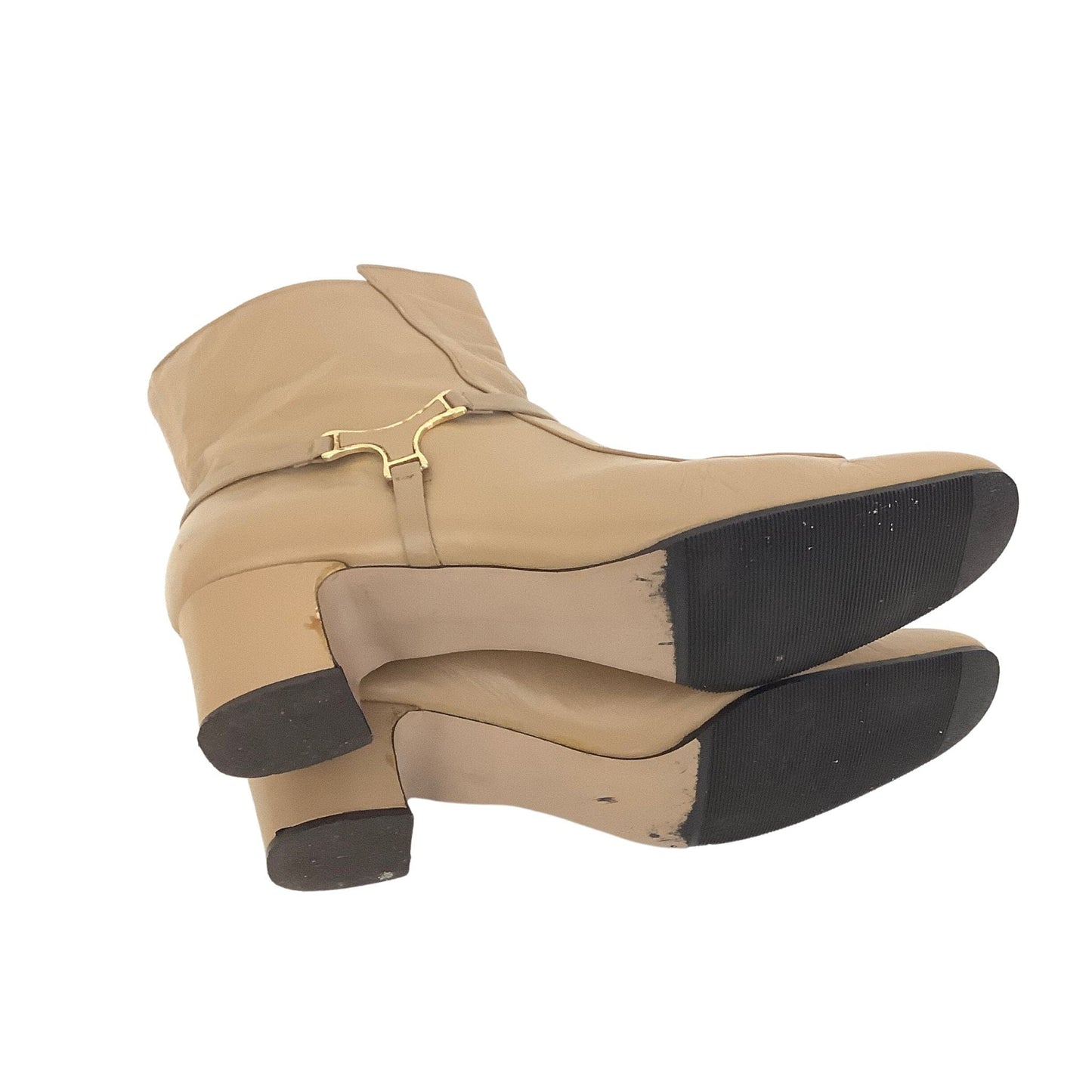 Beige Leather Ankle Boots