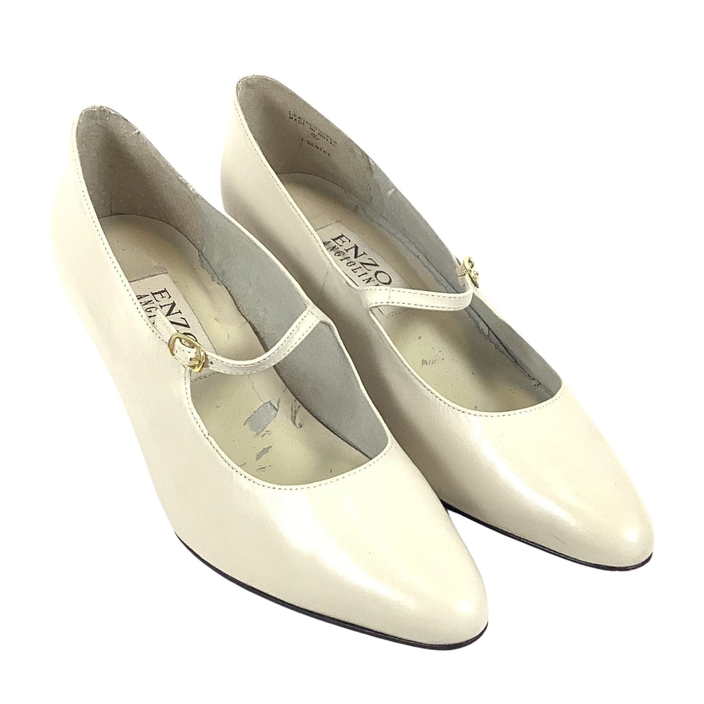 Beige Leather Mary Janes