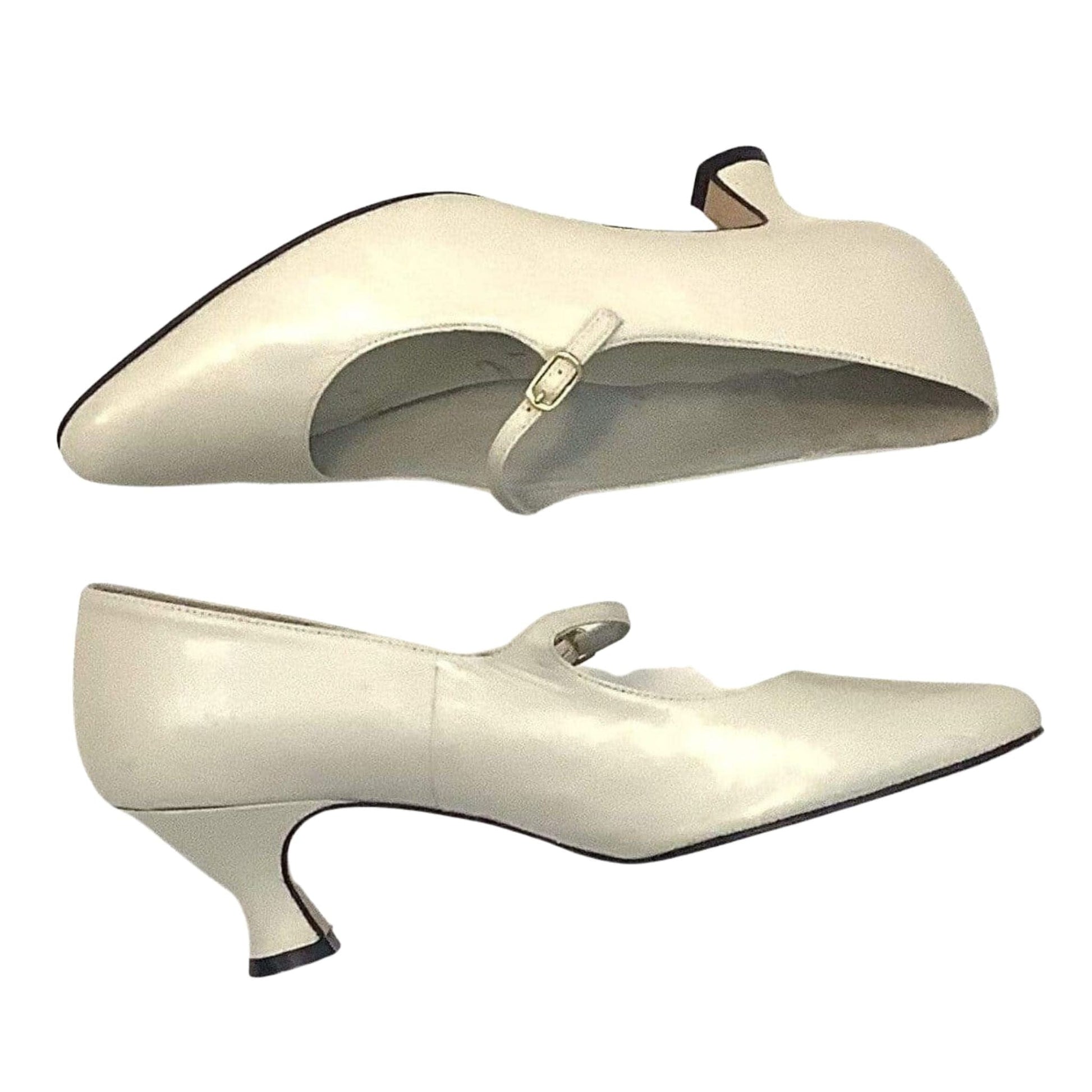 Beige Leather Mary Janes