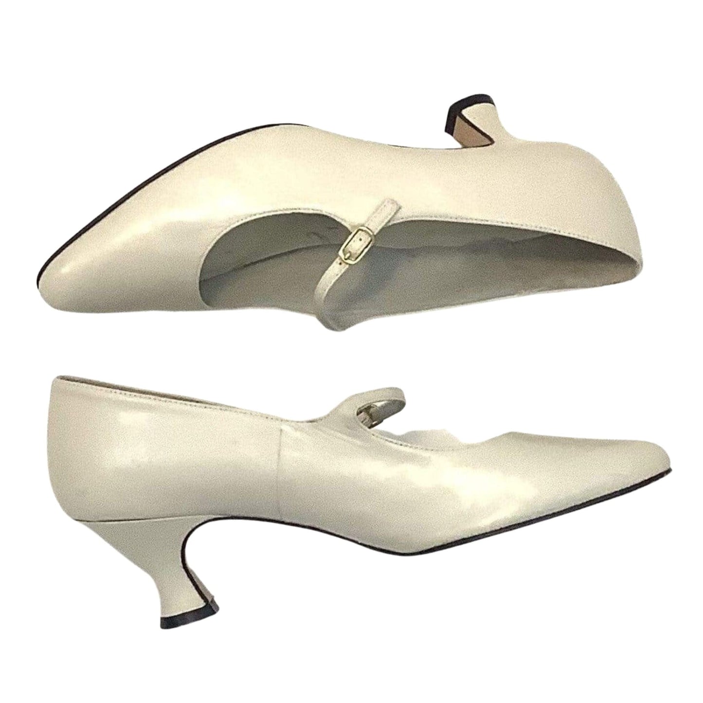 Beige Leather Mary Janes