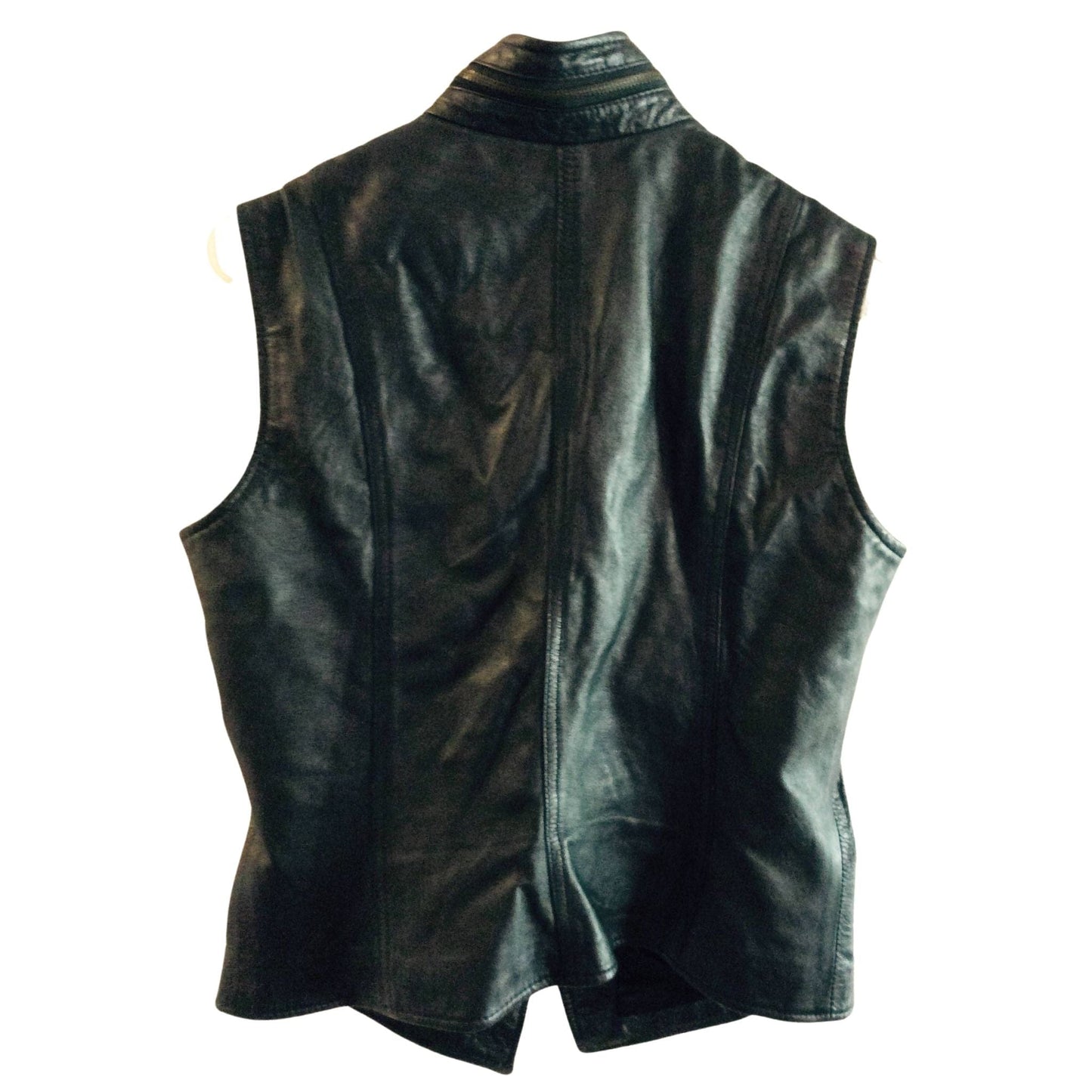 Black Leather Moto Vest