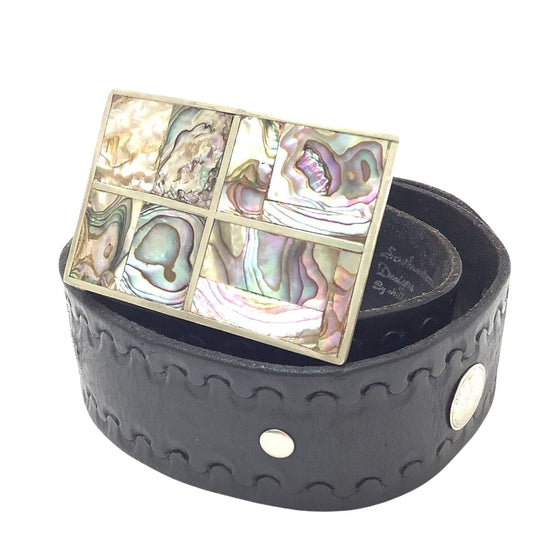 Black Leather Western Belt