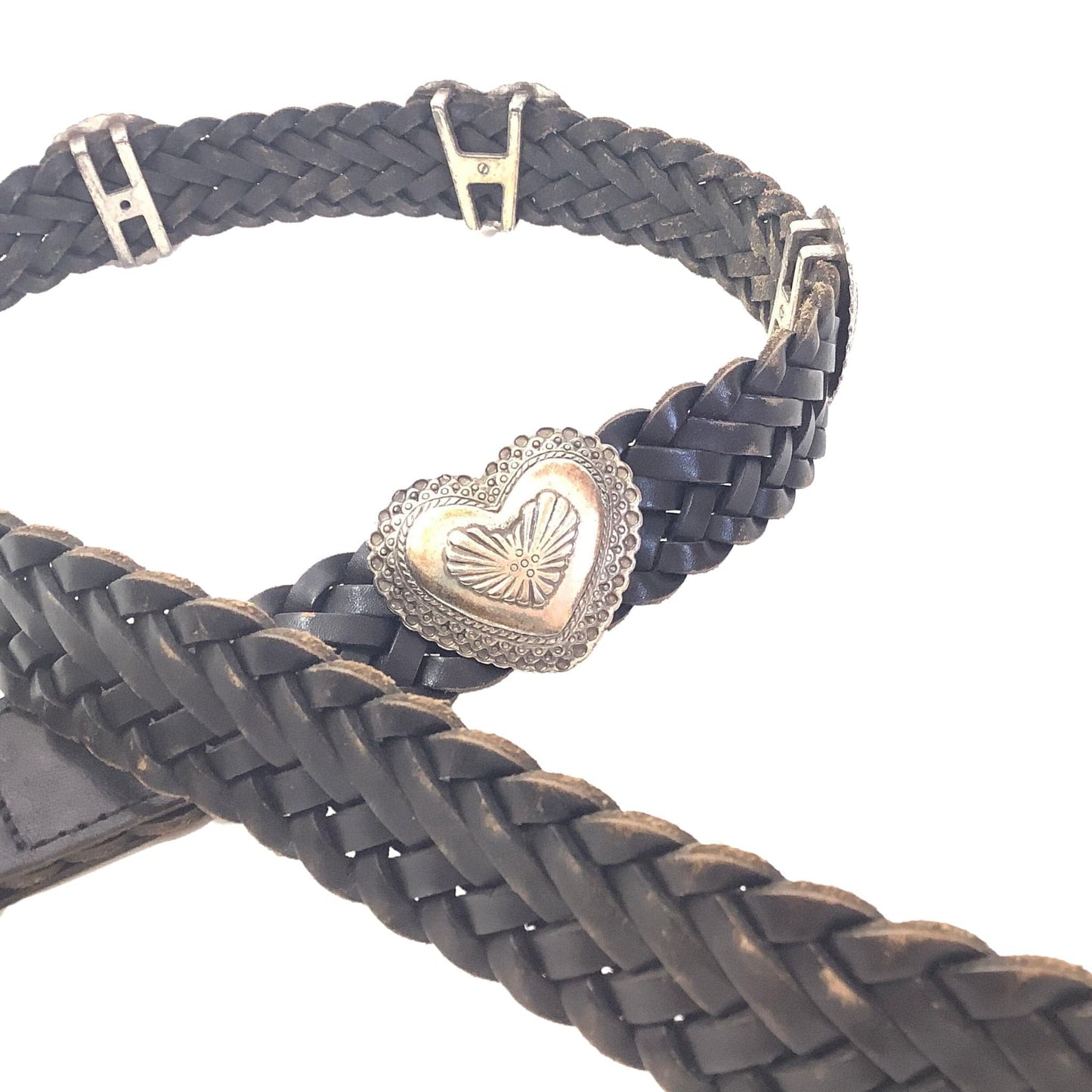 Black Leather Woven Belt