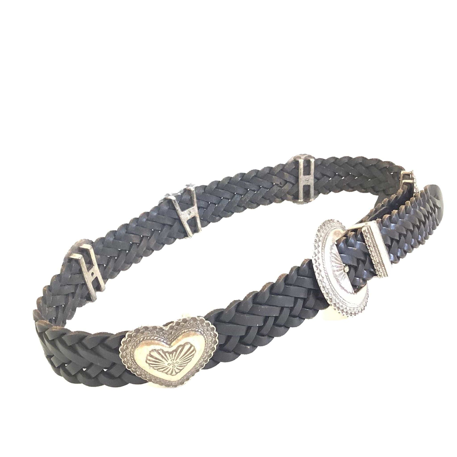 Black Leather Woven Belt