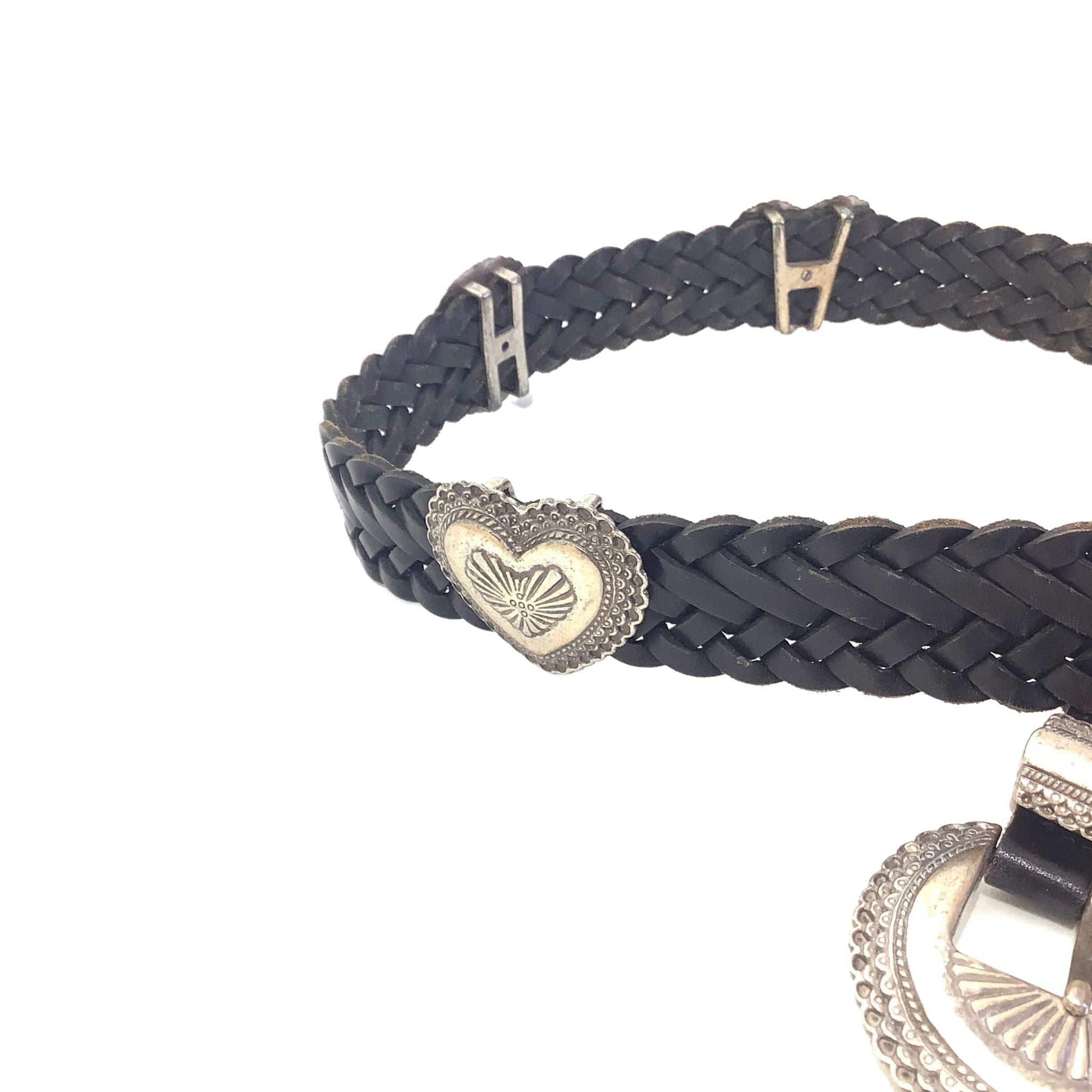 Black Leather Woven Belt