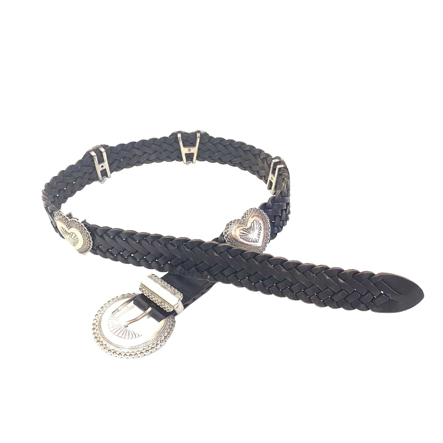 Black Leather Woven Belt
