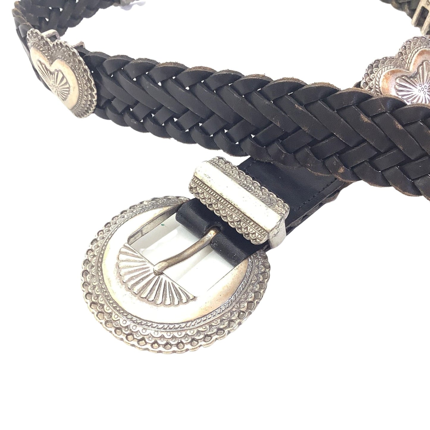 Black Leather Woven Belt