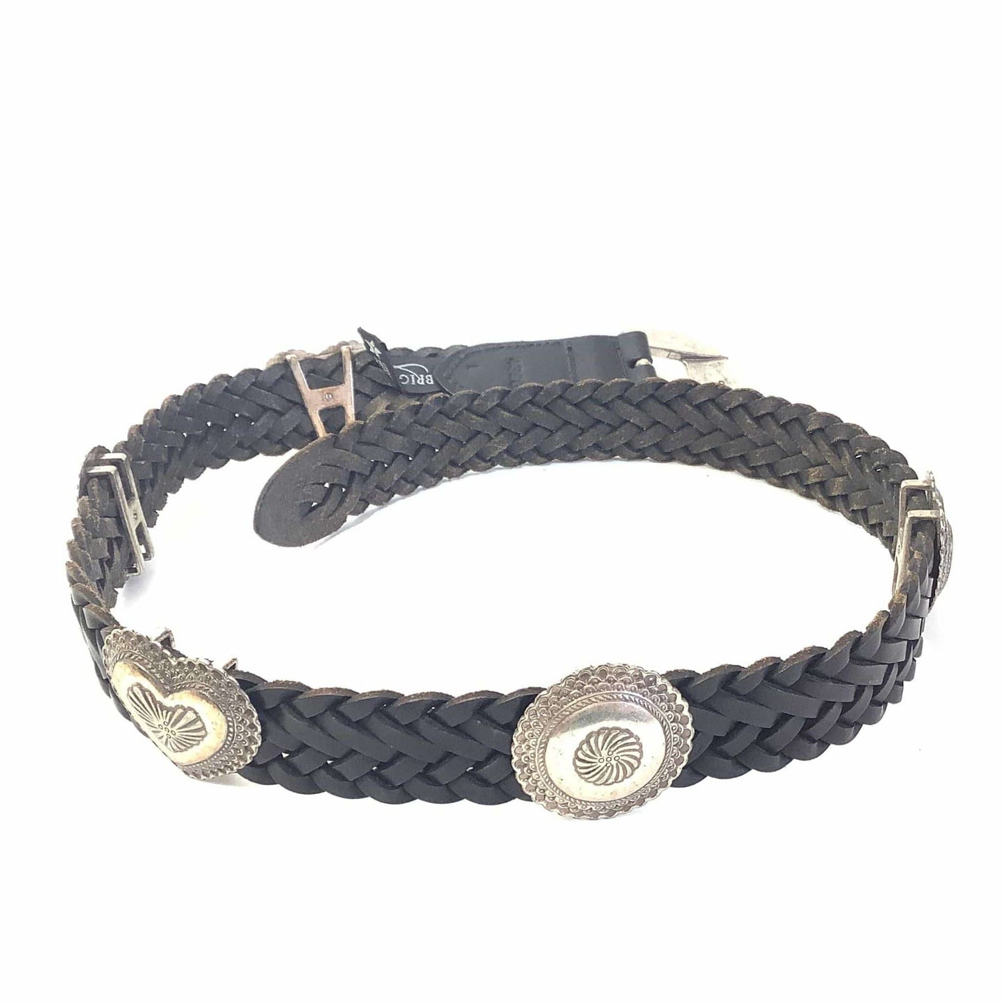 Black Leather Woven Belt