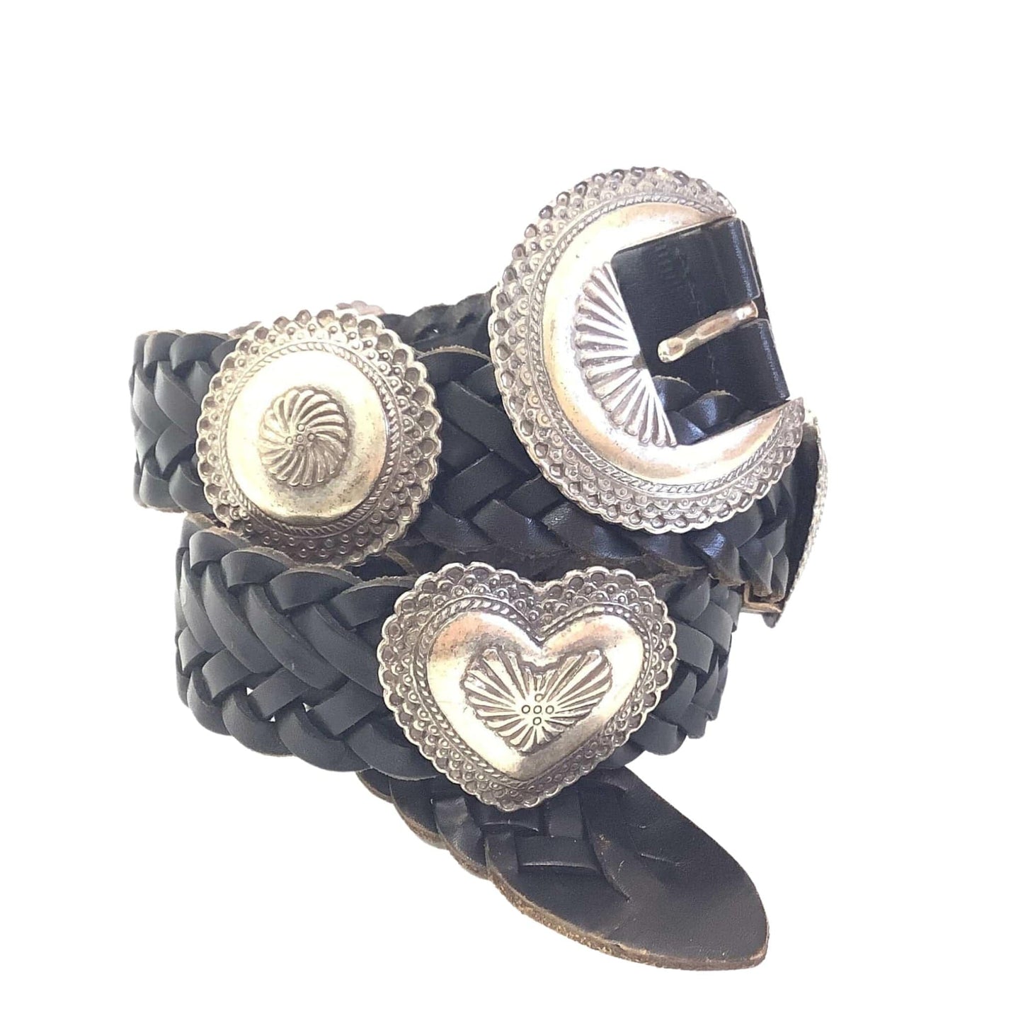 Black Leather Woven Belt