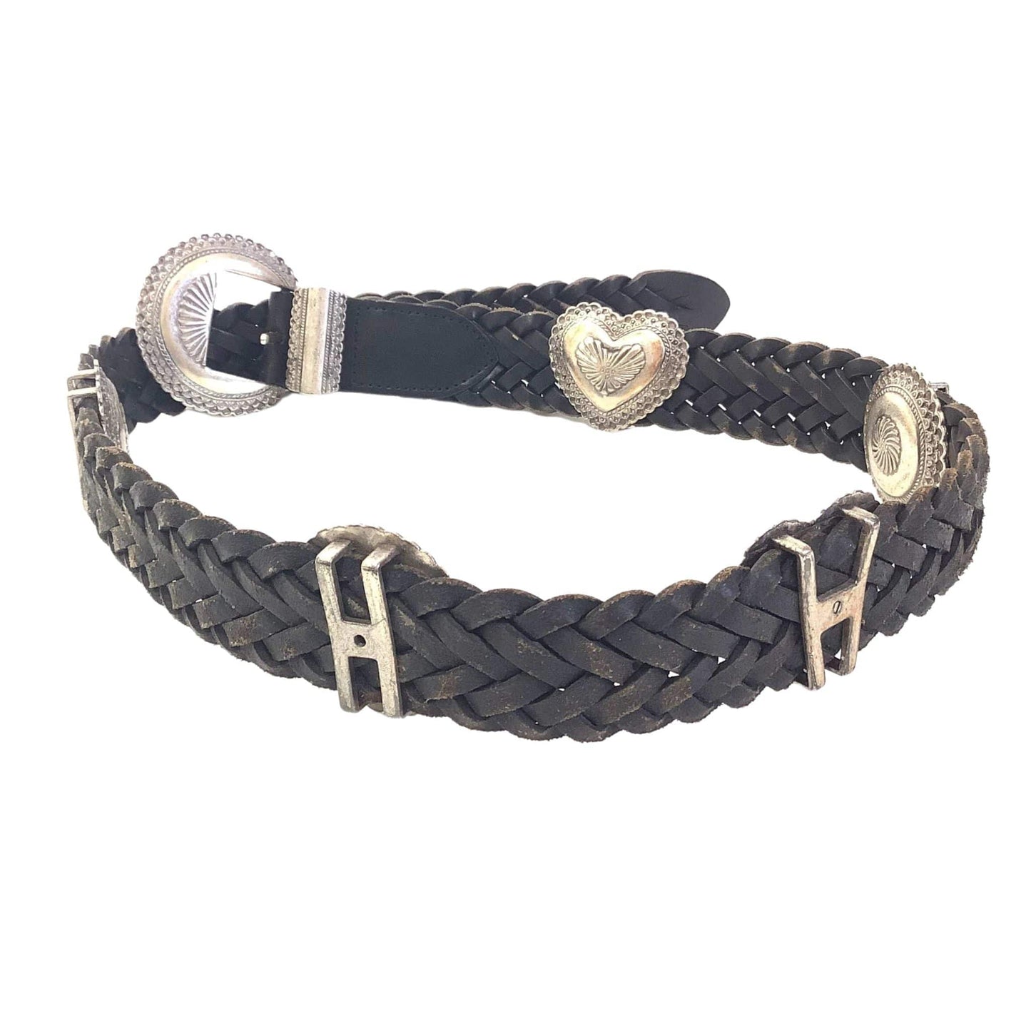 Black Leather Woven Belt