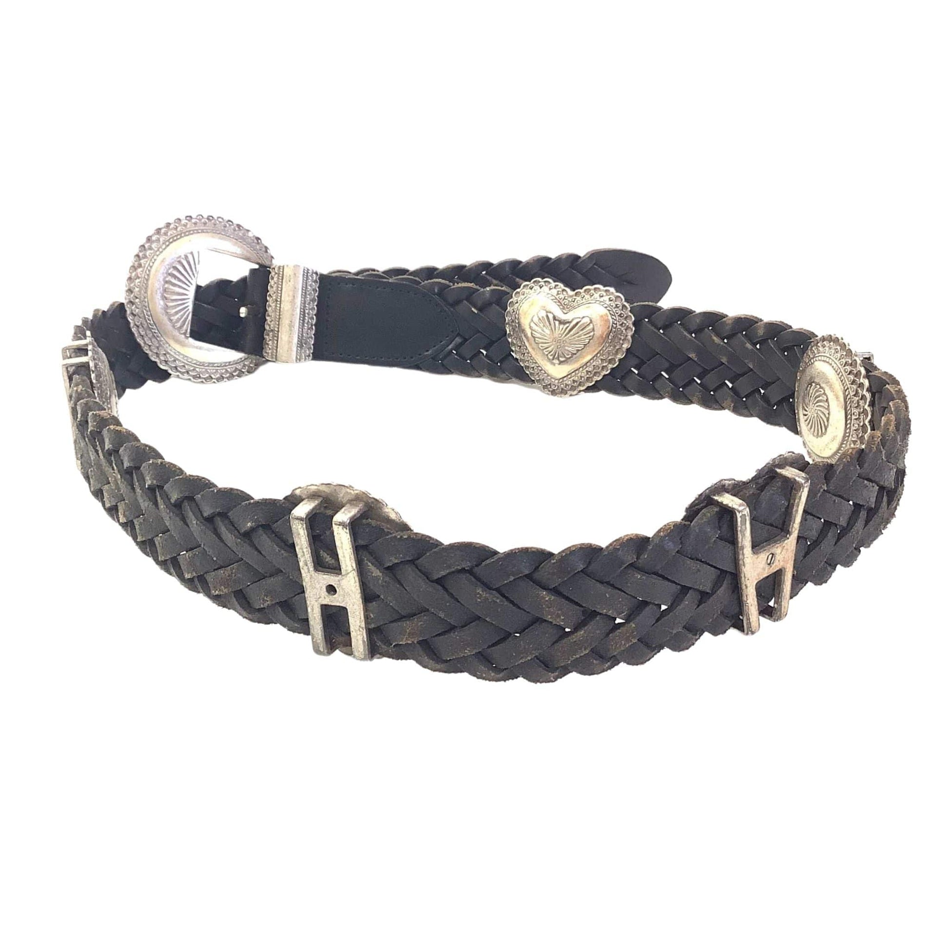 Black Leather Woven Belt