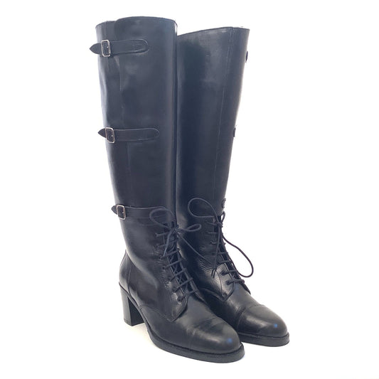 Black Leather Y2K Boots