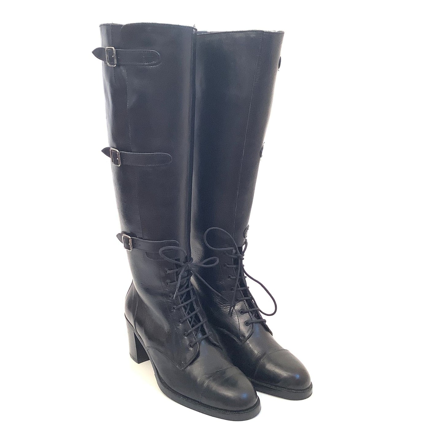 Black Leather Y2K Boots