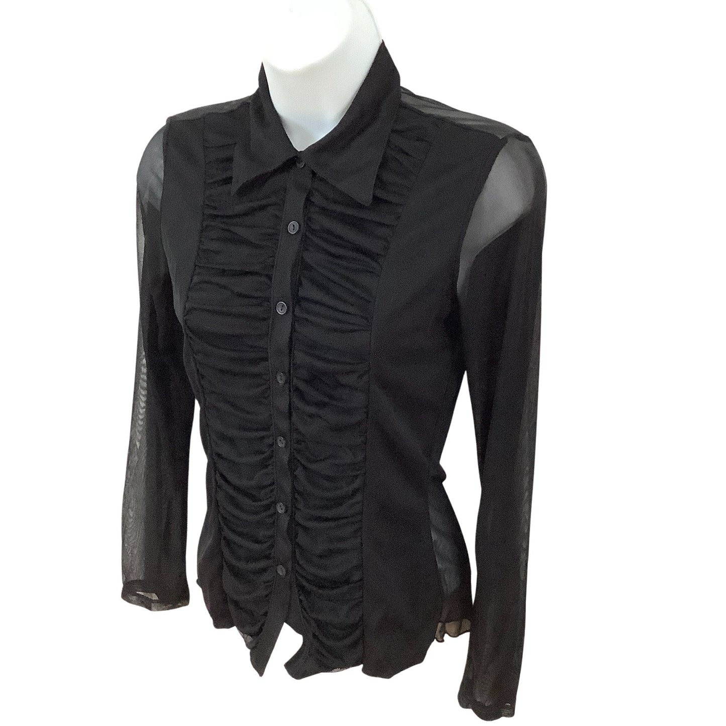 1980s Goth Fashion Black Transparent Blouse