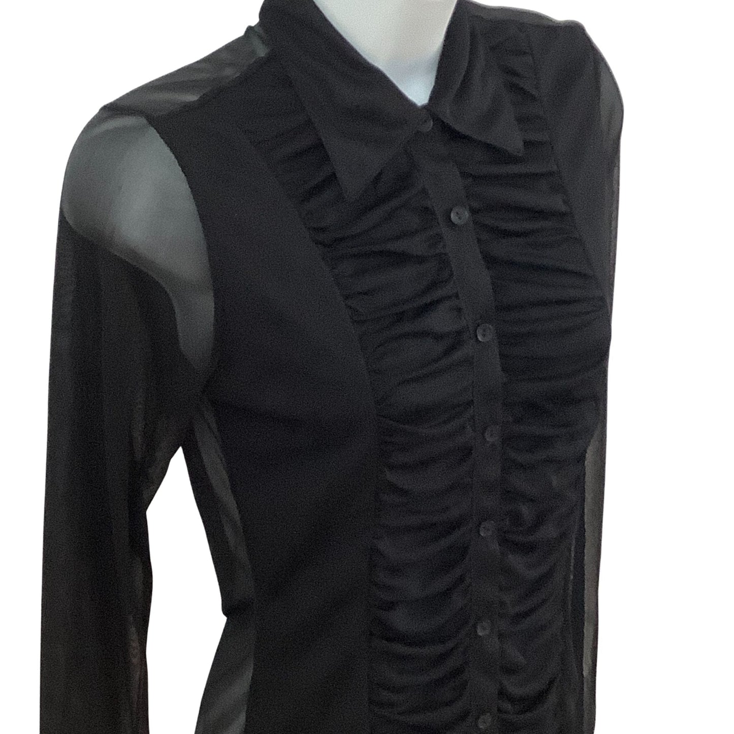 1980s Goth Fashion Black Transparent Blouse