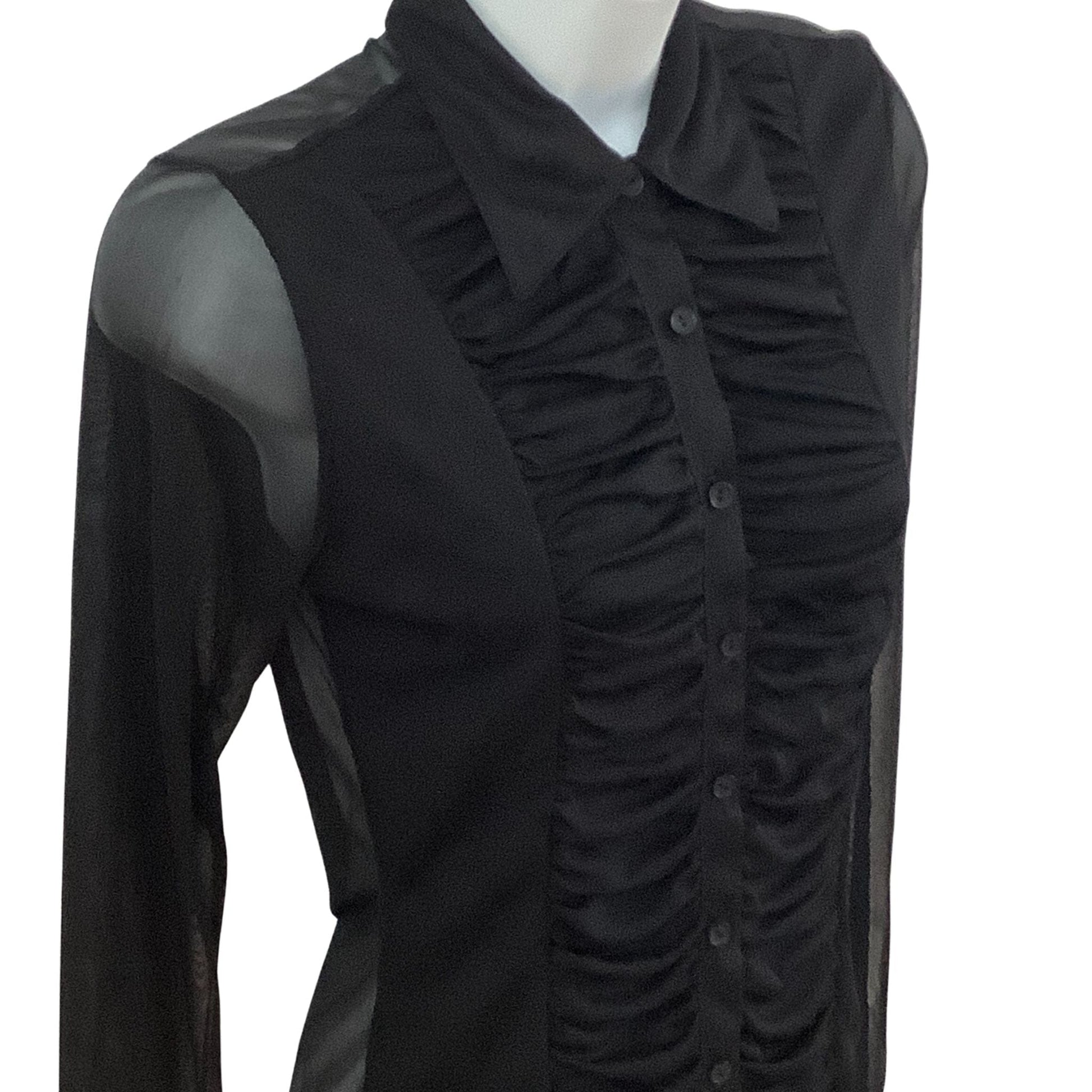 1980s Goth Fashion Black Transparent Blouse