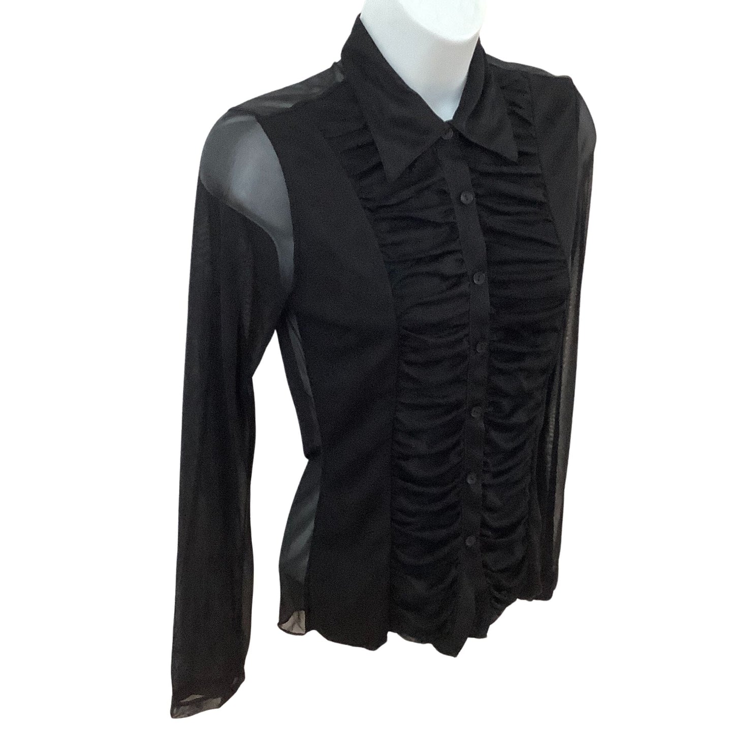 1980s Goth Fashion Black Transparent Blouse