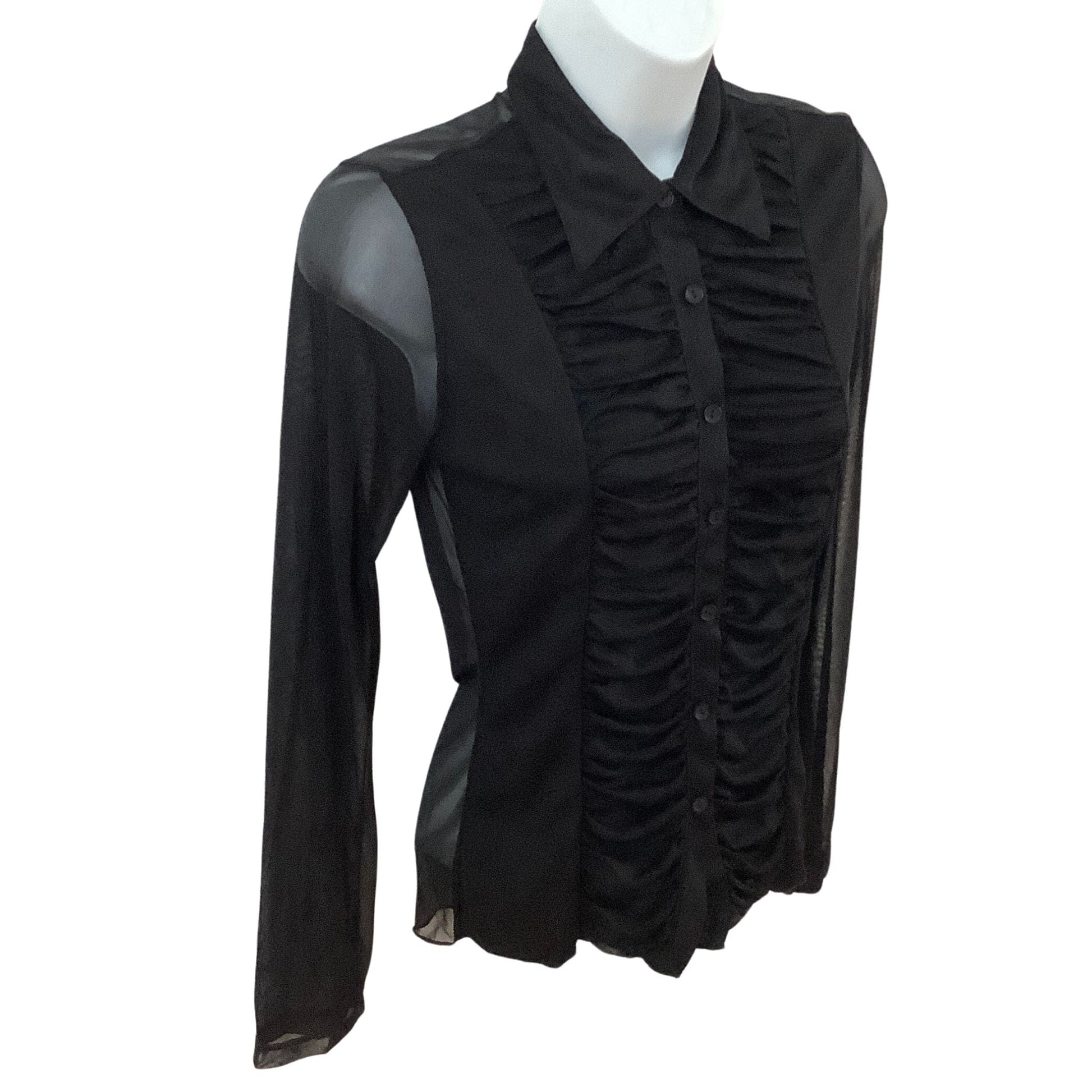 1980s Goth Fashion Black Transparent Blouse